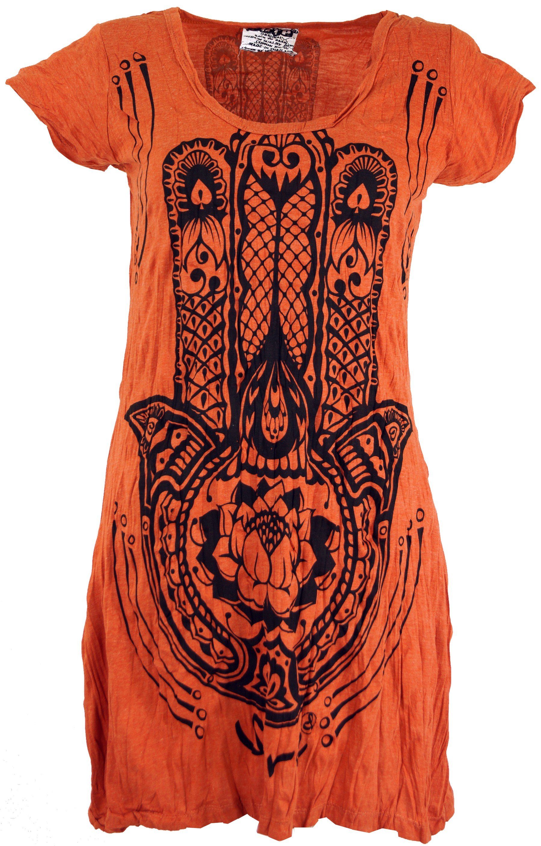 Guru-Shop T-Shirt Sure Long Shirt, Minikleid Fatimas Hand -.. Goa Style, alternative Bekleidung, Festival-Guru-Shop 1