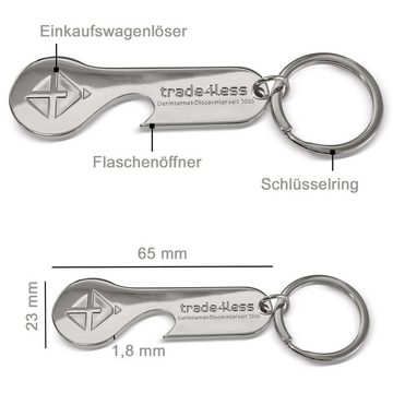 EAXUS Schlüsselanhänger 2in1 Einkaufswagenlöser mit Flaschenöffner aus Edelstahl (1-tlg), Rostfreier Einkaufswagenchip - Einkaufschip