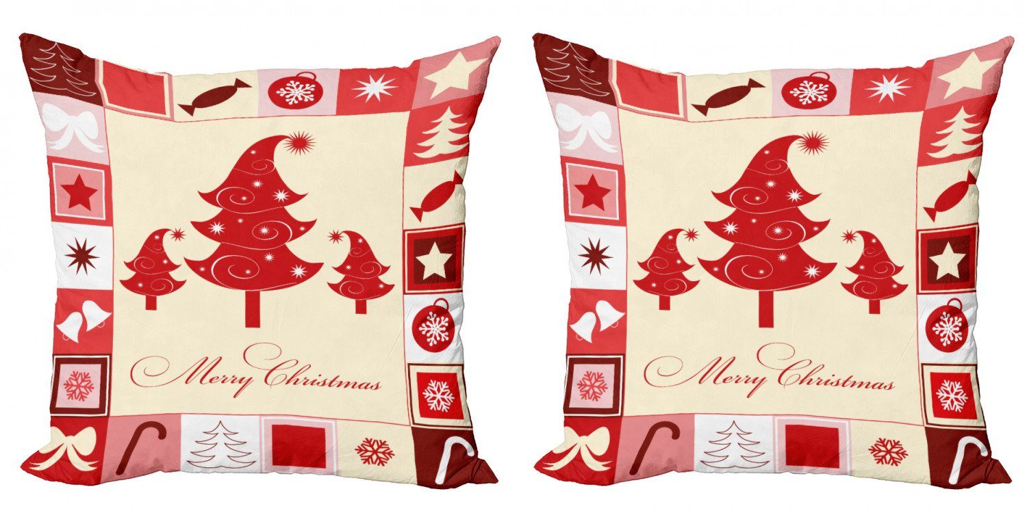 Kissenbezüge Modern Accent Doppelseitiger Digitaldruck, Abakuhaus (2 Stück), Weihnachten Bäume Süßigkeit Sterne | Kissenbezüge