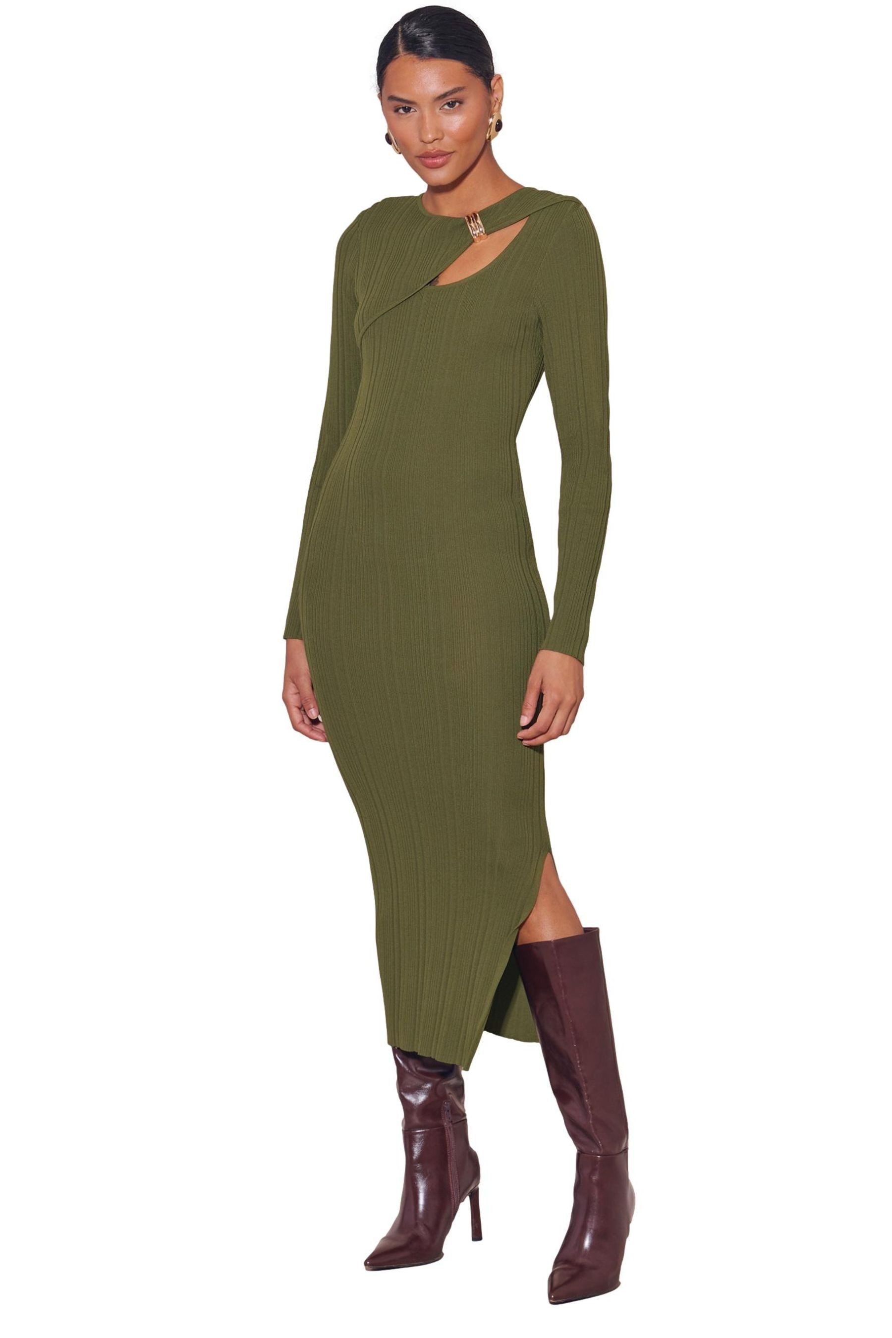 LIPSY Midikleid Lipsy Midi-Strickkleid mit Zierausschnitt, Regular (1-tlg)