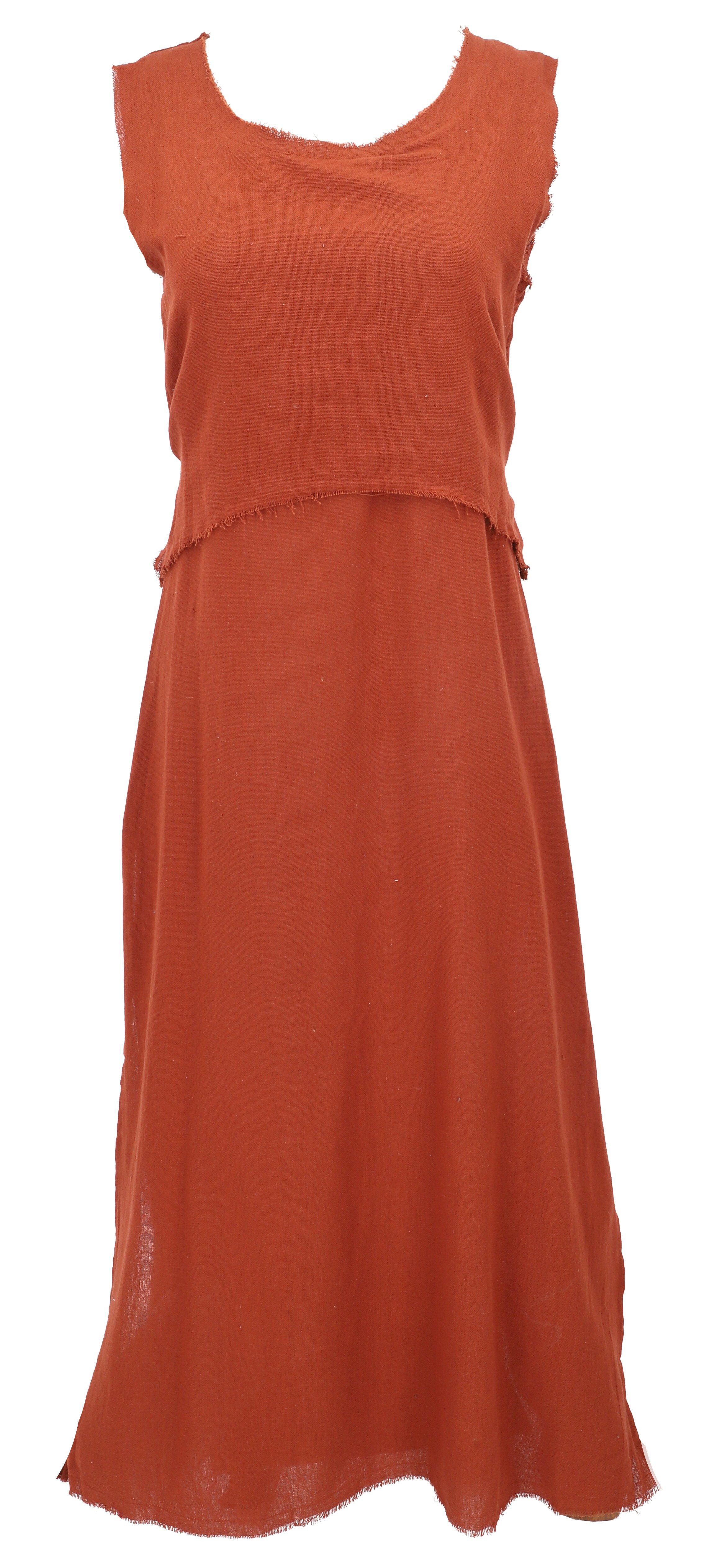 Guru-Shop Midikleid Boho Baumwollkleid, luftiges natürliches.. alternative Bekleidung