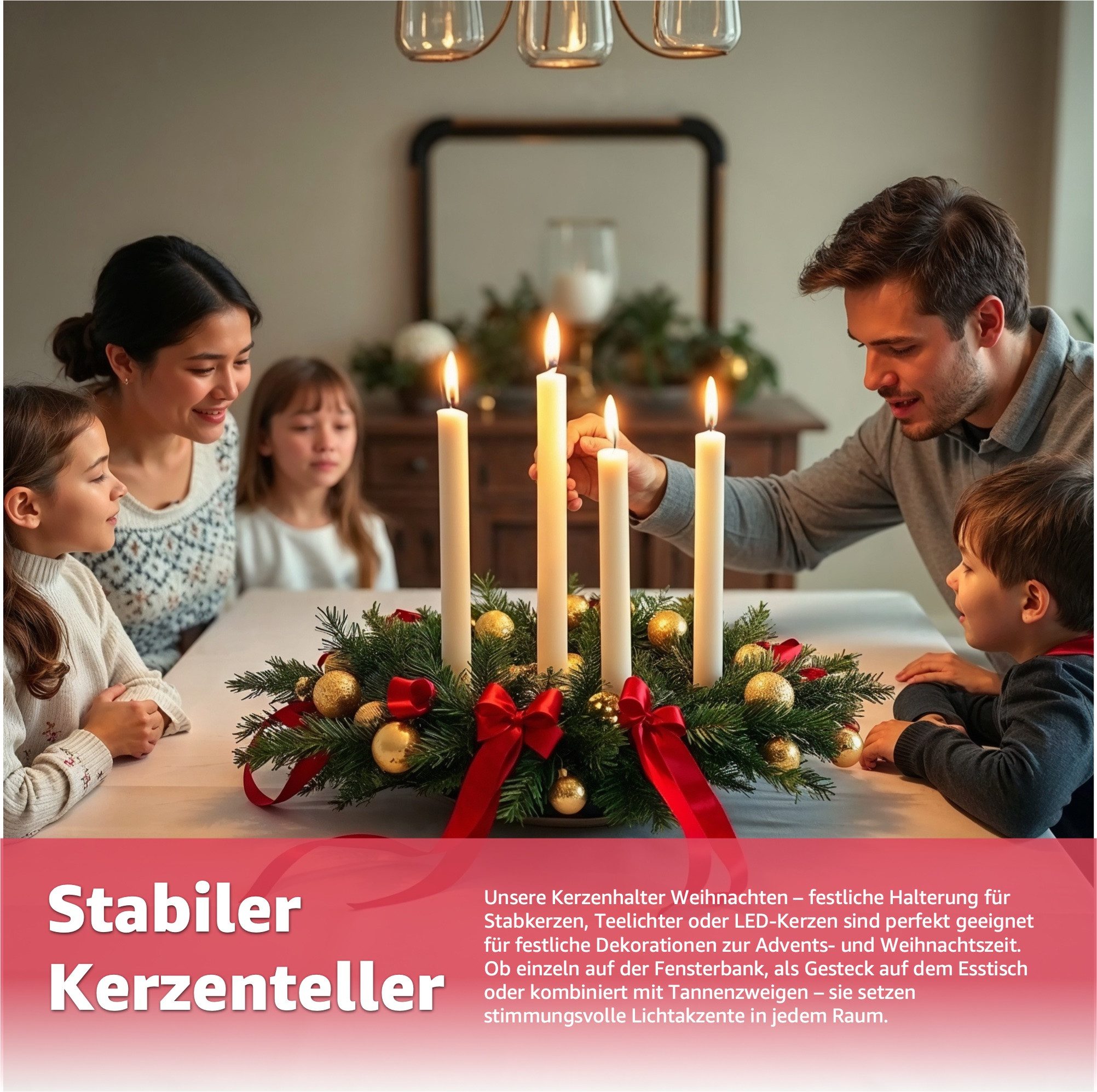 MerryXmas Adventskranz 4x Kerzenstecker ca. 5 cm für Kerzen als Kerzenhalter, robustes Material