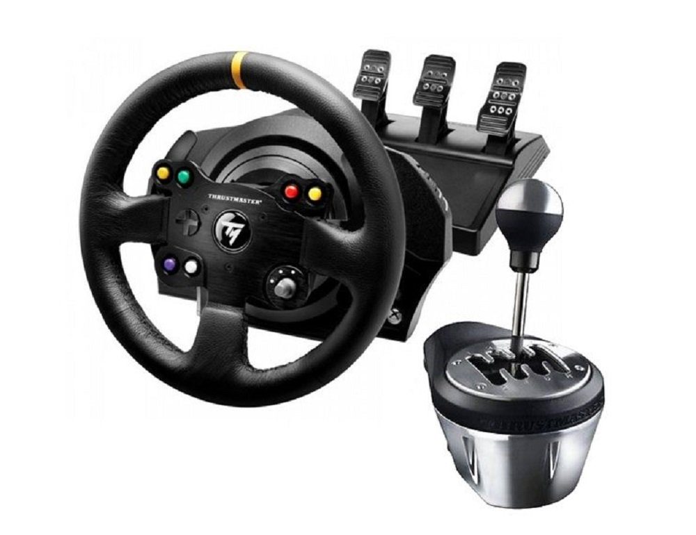 TX Racing Wheel Leather Edition + TH8A Add-on shifter Gaming-Lenkrad