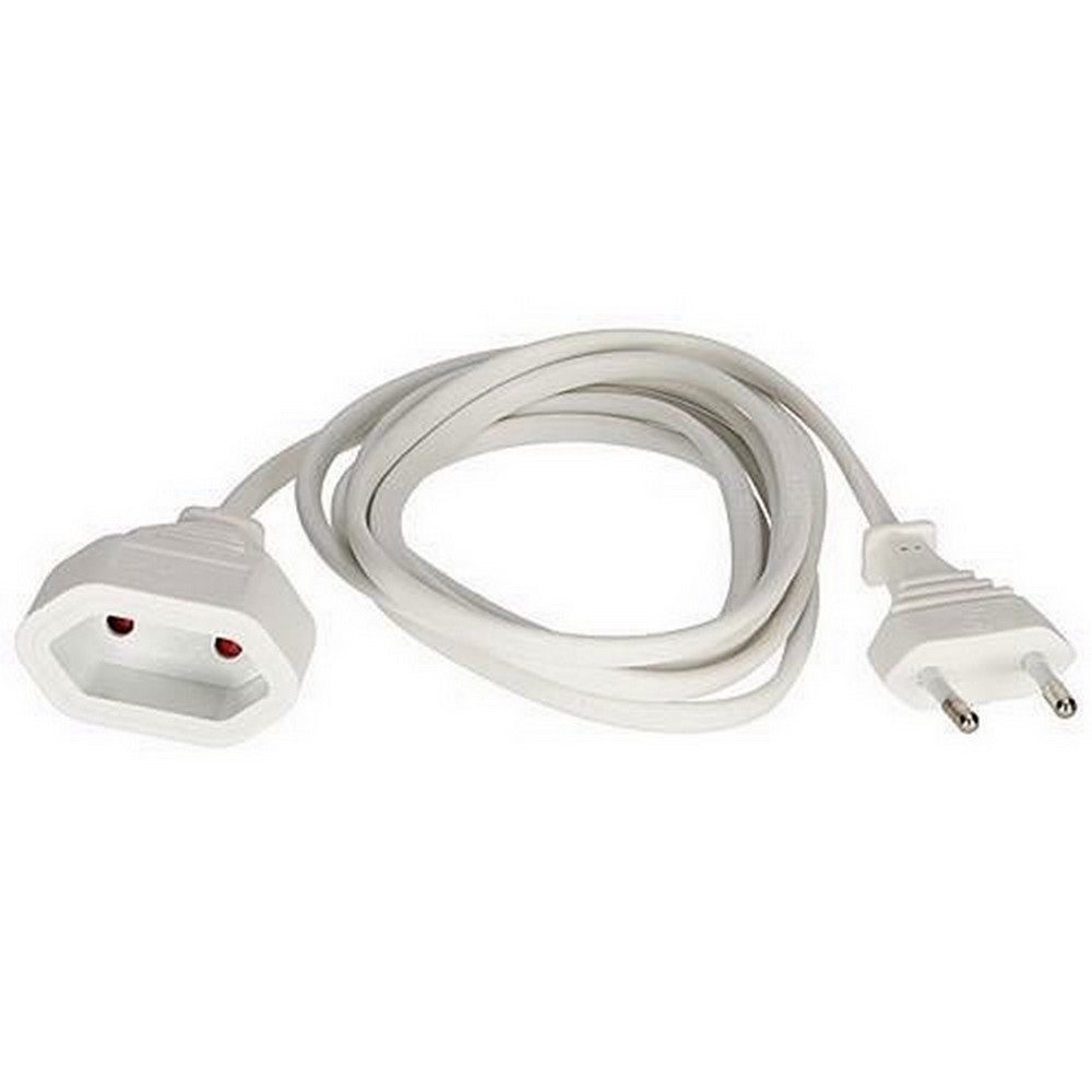 DIW Verlängerungskabel Euro Verlängerung Stecker Kupplung 2m weiß flach Verlängerungskabel, (200 cm), 2 Meter