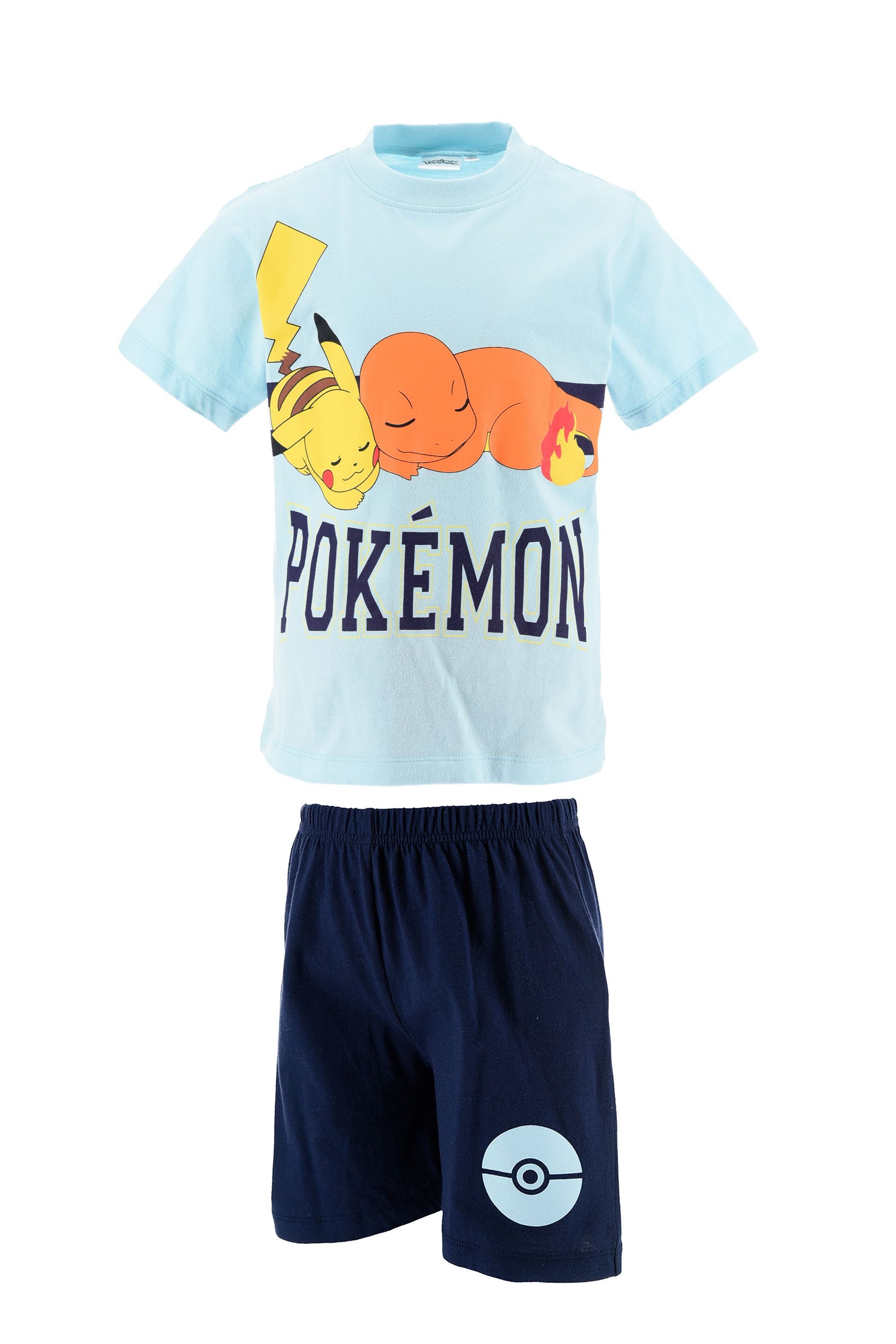 POKÉMON Shorty Kinder Pyjama Kurz Pikachu Glumanda (2 tlg)