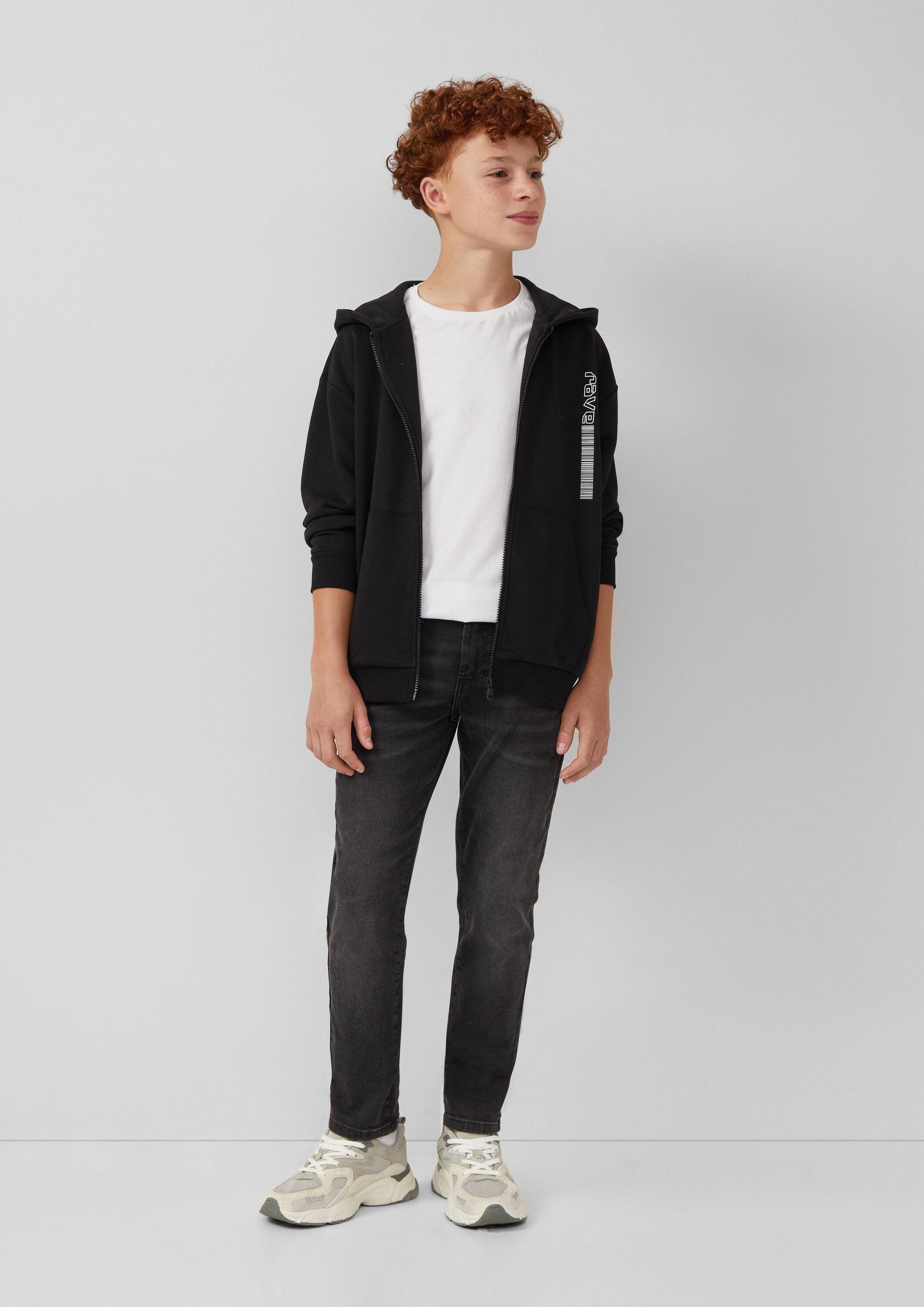 s.Oliver Sweatjacke Sweatshirt Jacke Sweatshirt-Jacke mit Front- und Rückenprint
