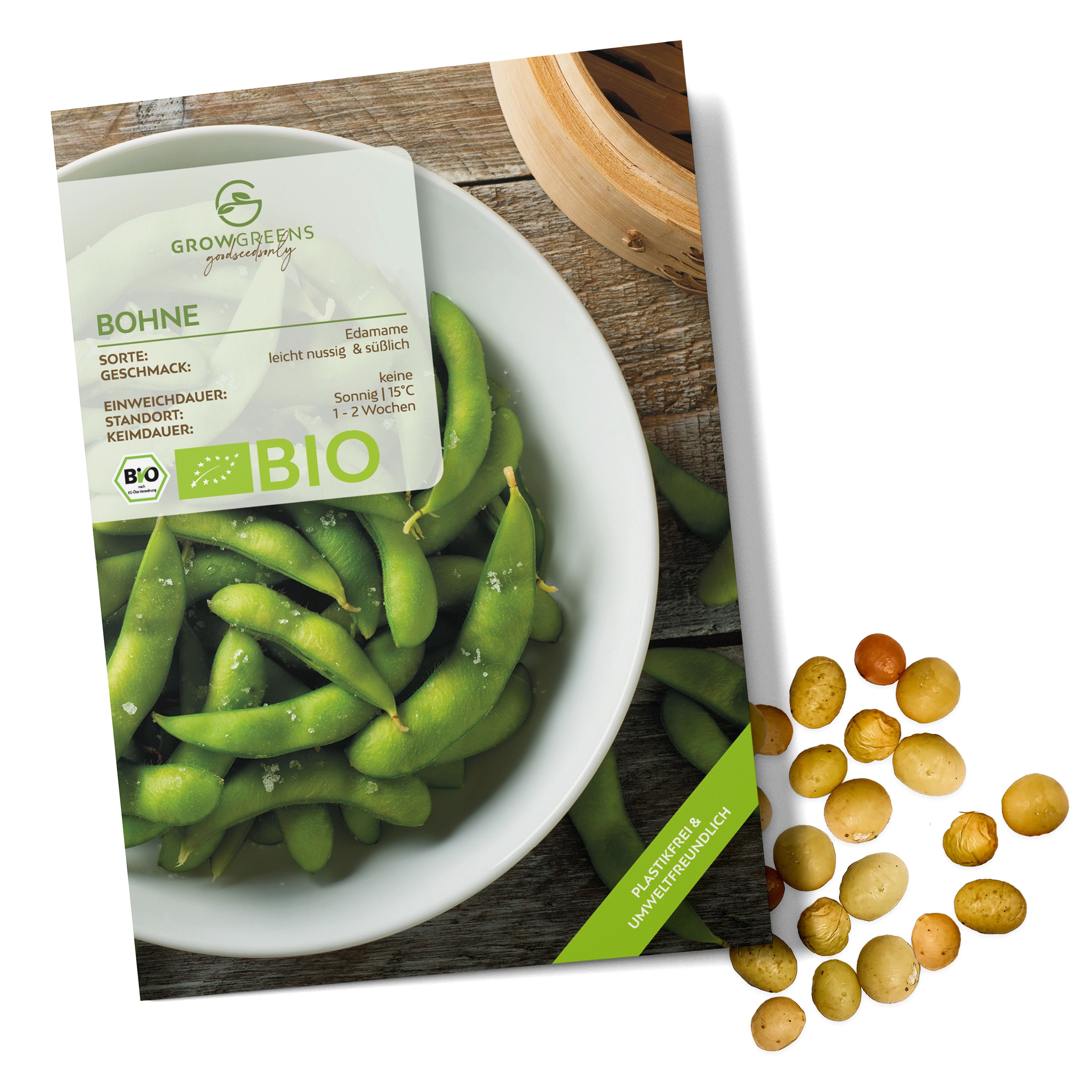 Gemüsesamen BIO Bohnen Samen (Edamame) - Saatgut aus biologischem Anbau (12 Korn)