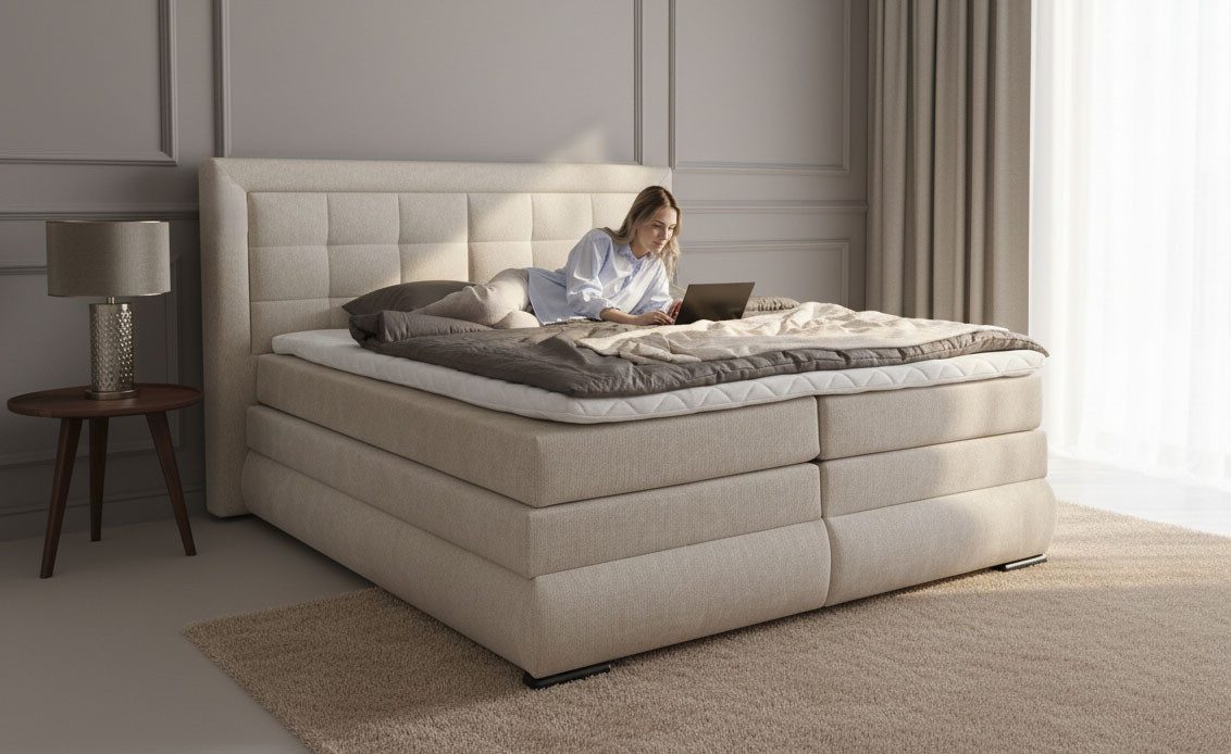 OTTO home Boxspringbett MIVVA inkl. Bettkasten und Topper, Komfortliegehöhe: 67 cm, in H3, H4 oder Hmix H3/H4, wahlweise mit oder ohne LED-Leuchten