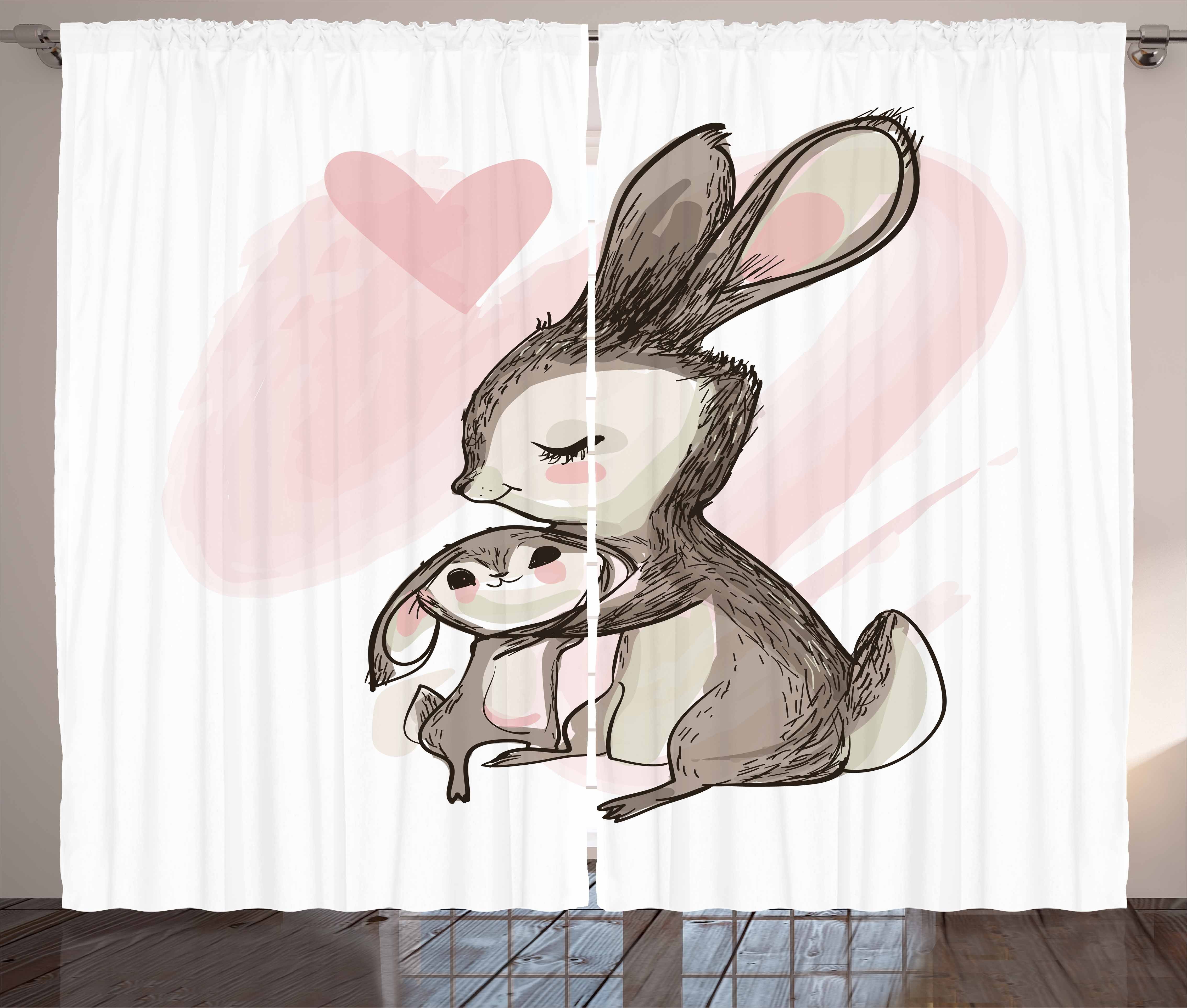 Gardine Schlafzimmer Kräuselband seiner Muttertag Abakuhaus, Mutter Hase Schlaufen mit Vorhang Haken, mit und