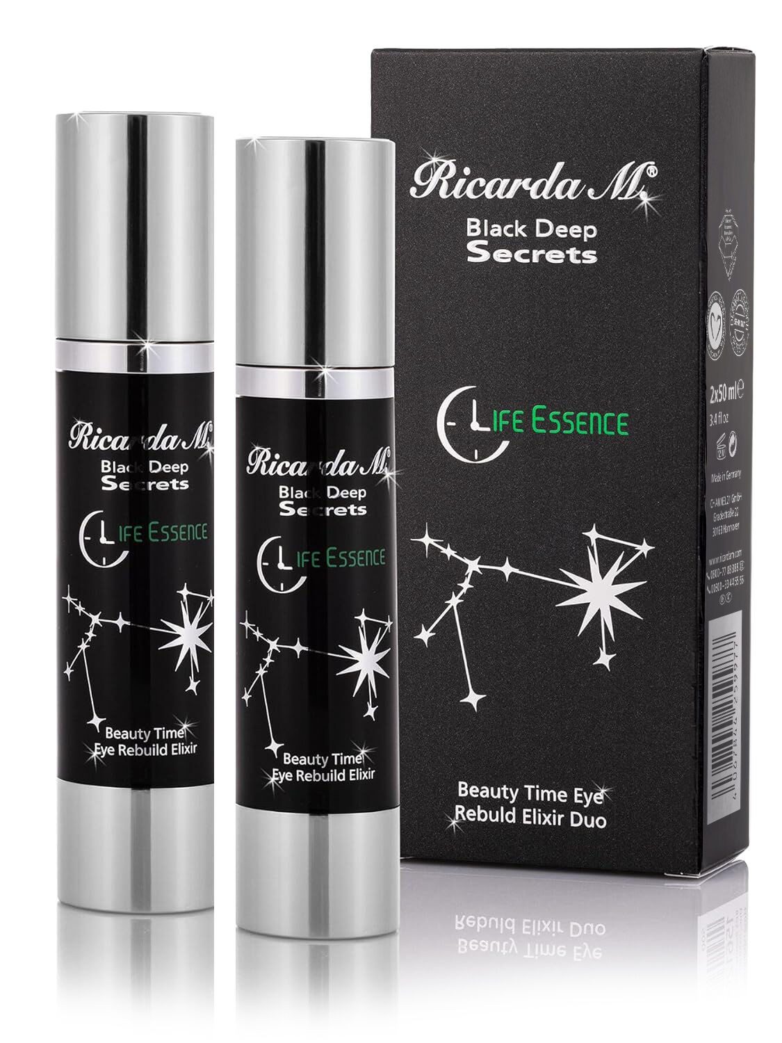 Ricarda M. Anti-Aging-Augencreme Augencreme mit Safran & Lifeessence-Komplex, 2 x 50 ml, regenerierend & straffend, Anti-Aging Pflege