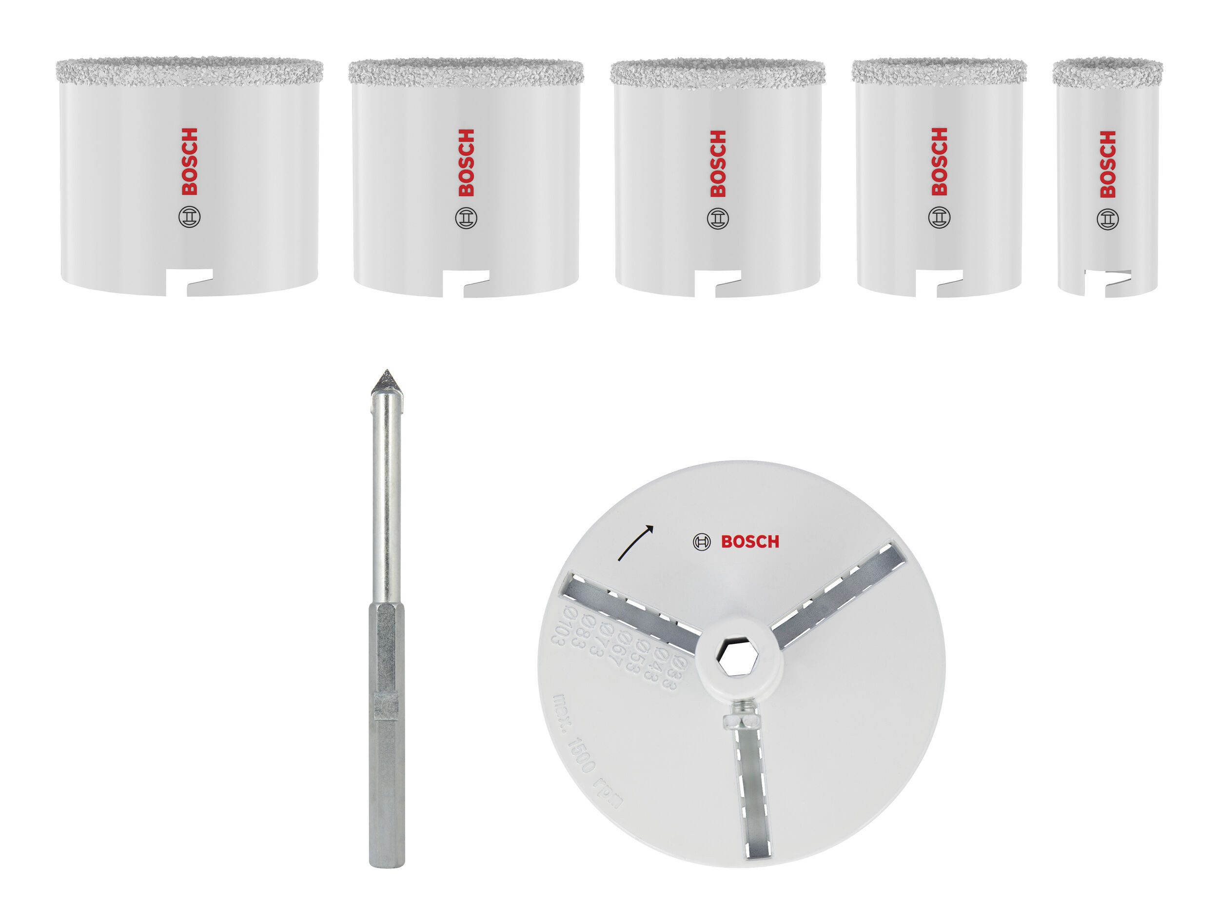 BOSCH Lochsäge Line Brick and Soft Tile, 7 Teile, Brick and Soft Tile Set m. Aufsteckhalter, 33/53/67/73/83 x 60 mm