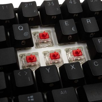 Ducky Mecha Mini Gaming Tastatur MX-Silent-Red Gaming-Tastatur (RGB-LED-Beleuchtung, schwarzes Aluminiumgehäuse)