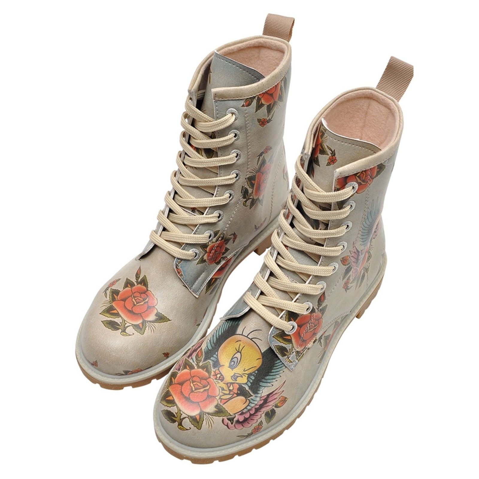 with Roses DOGO Tweety Schnürboots Vegan