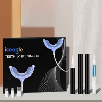 iceagle Schallzahnbürste Elektrische Ultraschall Zahnbürste, 360 Automatische Zahnbürste, Zahnweiß-Kit 32 LED wiederaufladbar, Aufsteckbürsten: 1 St., U-förmig