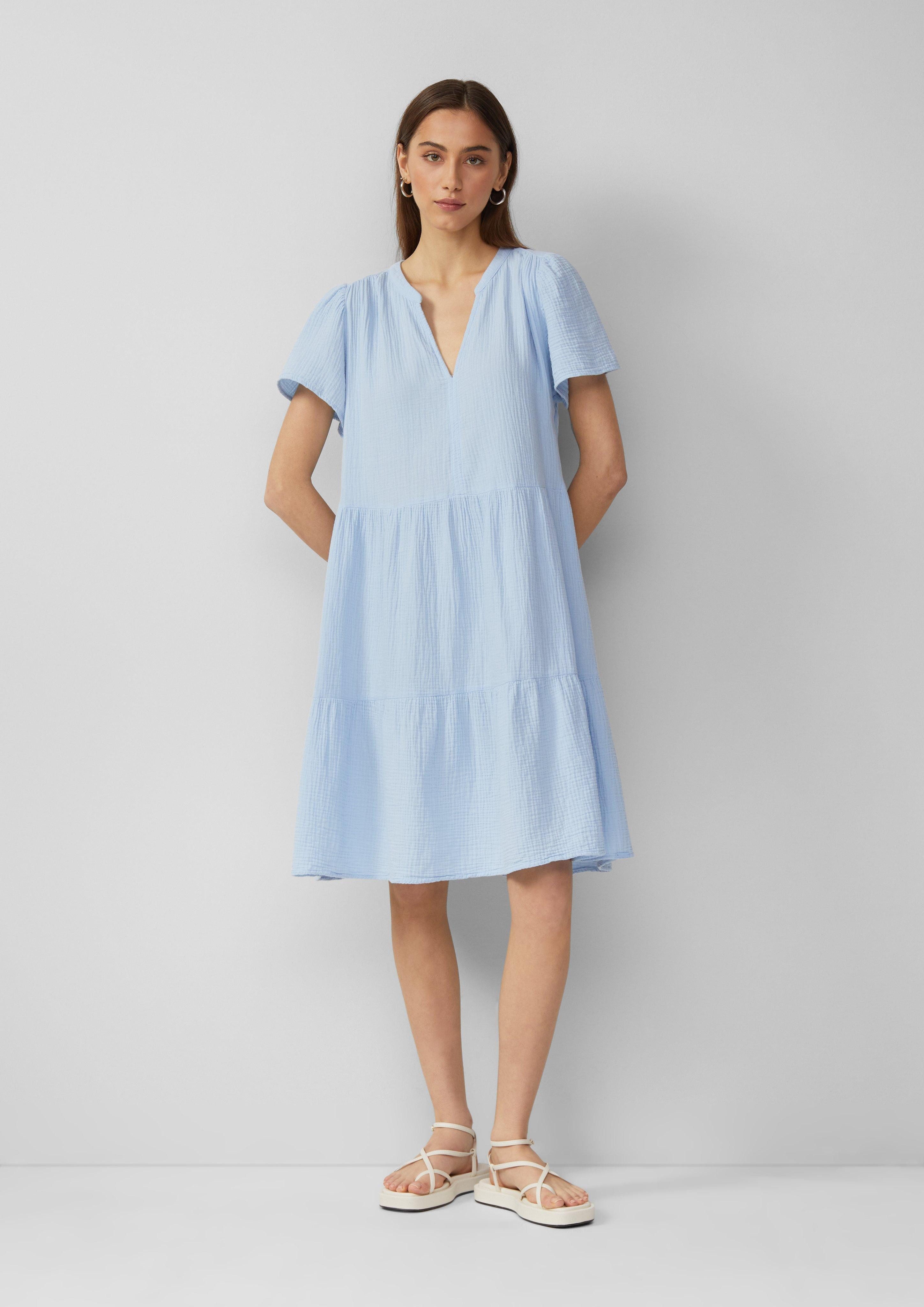 QS Minikleid Volantkleid aus Musselin Raffung günstig online kaufen
