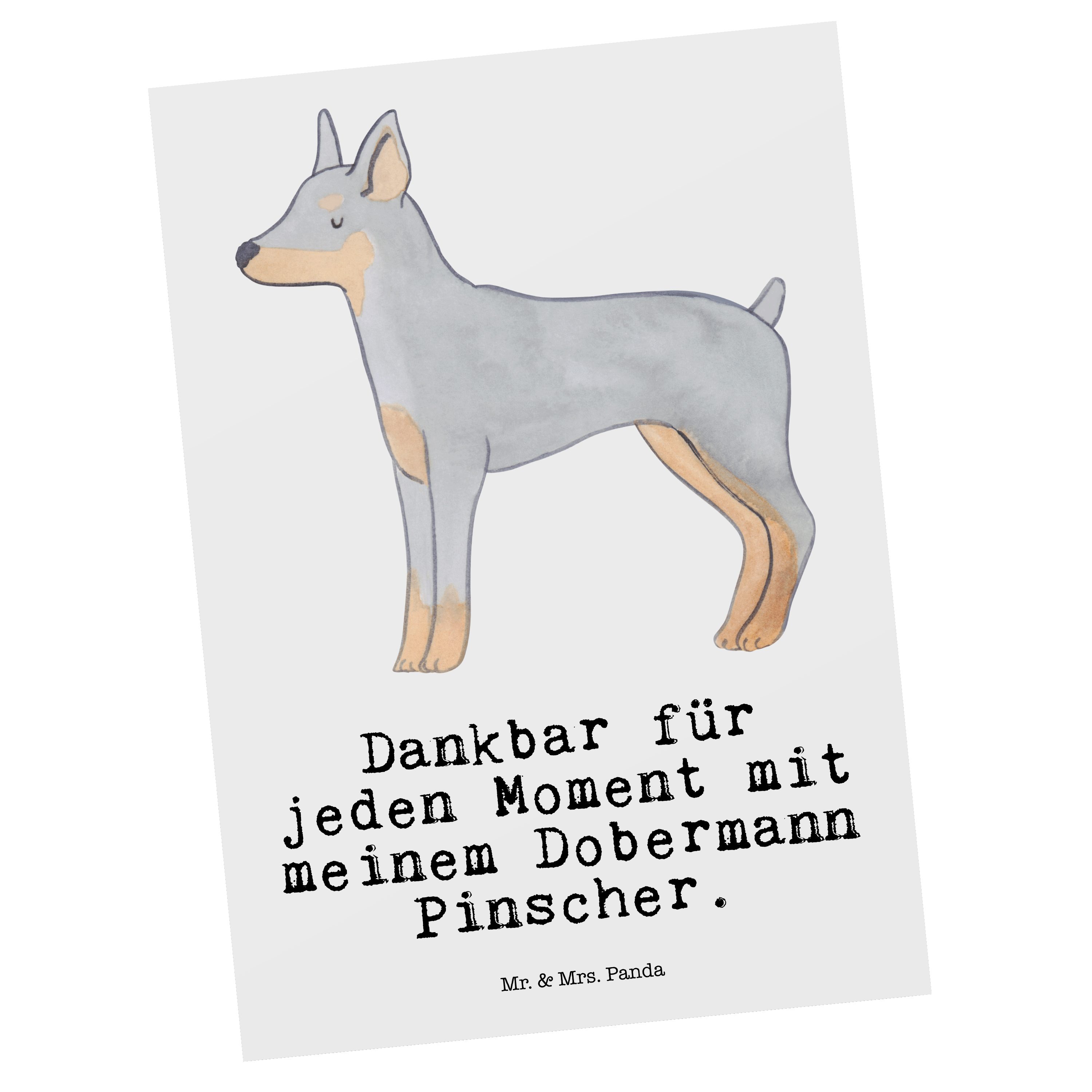 Mr. & Mrs. Panda Postkarte Dobermann Pinscher Moment - Weiß - Geschenk, Geschenkkarte, Dankeskar
