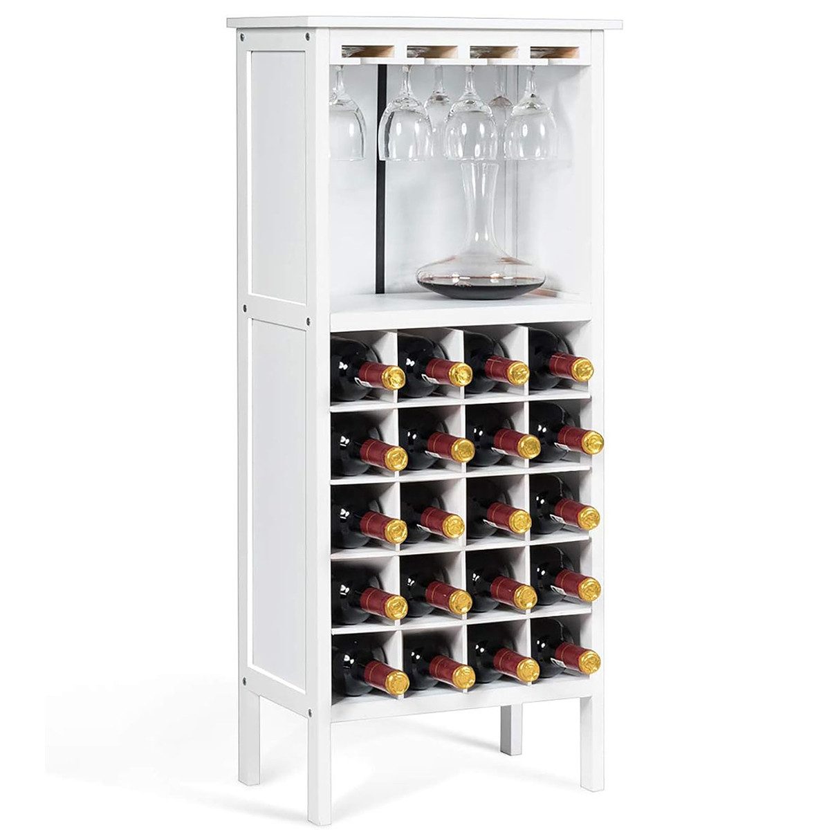 COSTWAY Weinregal, stehend, Weinschrank Holz, für 20 Flaschen, 42x24,5x96cm