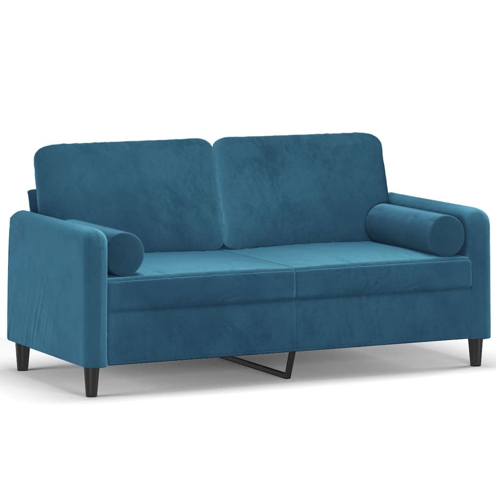 vidaXL Sofa 2-Sitzer-Sofa mit Zierkissen Blau 140 cm Samt günstig online kaufen