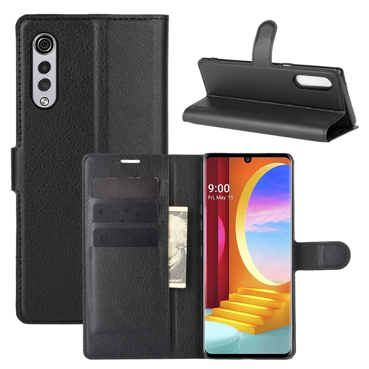 König Design Handyhülle LG Velvet, Schutzhülle Schutztasche Case Cover Etuis Wallet Klapptasche Bookstyle