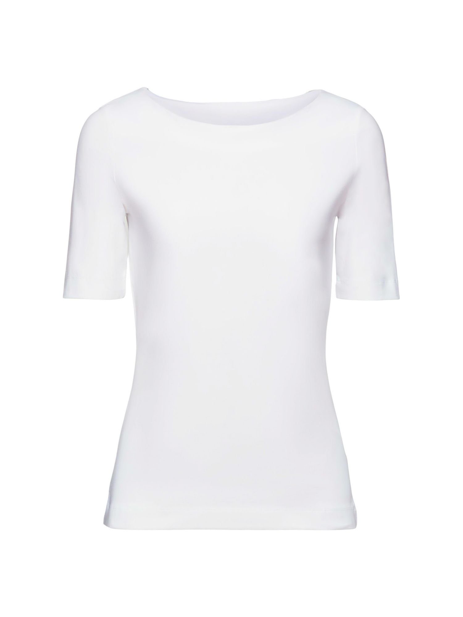 Esprit T-Shirt T-Shirt mit U-Boot-Ausschnitt (1-tlg) WHITE