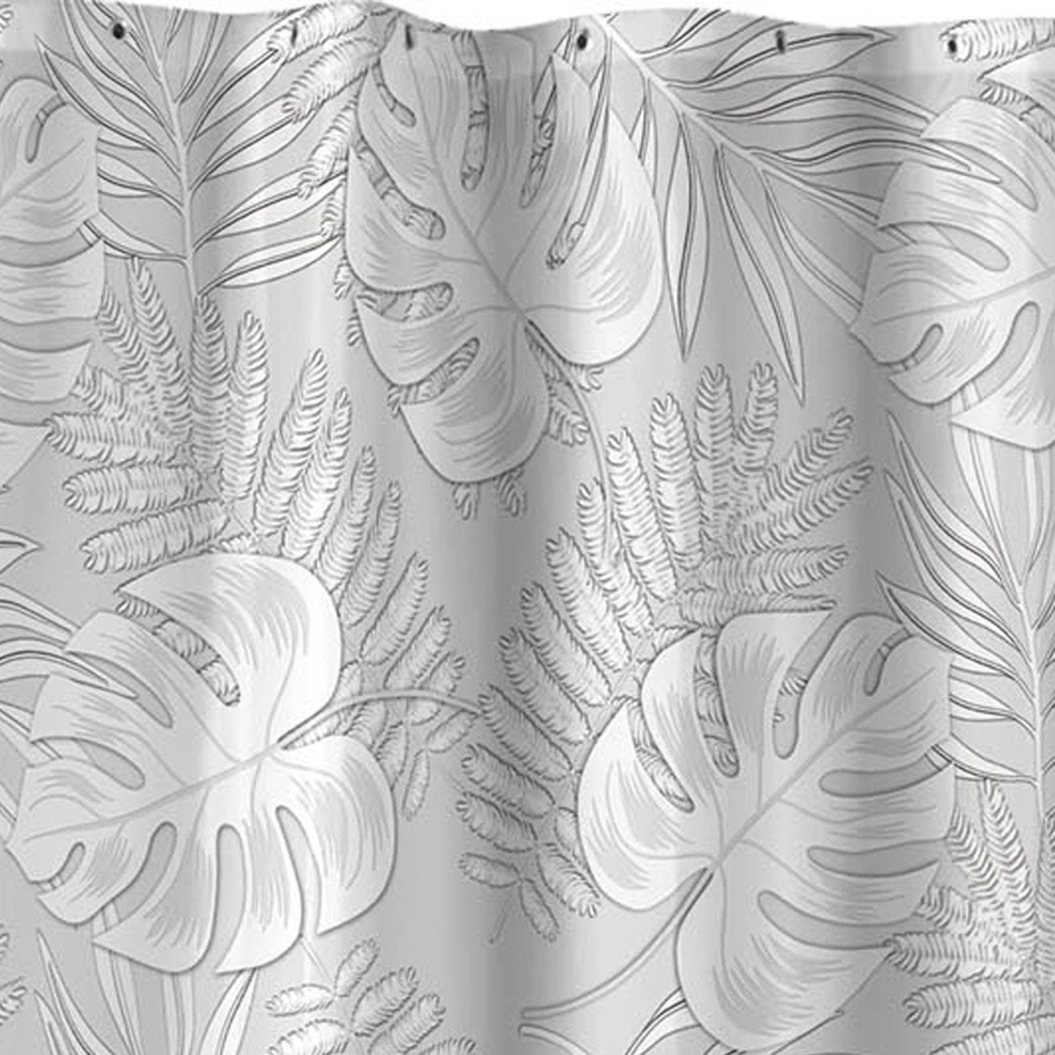 Sanixa Duschvorhang Blätter Grau 200x180 cm Polyester wasserabweisend Breite 180 cm (1-tlg., Dusche modern hochwertige Qualität), waschbar Badewannenvorhang Vorhang