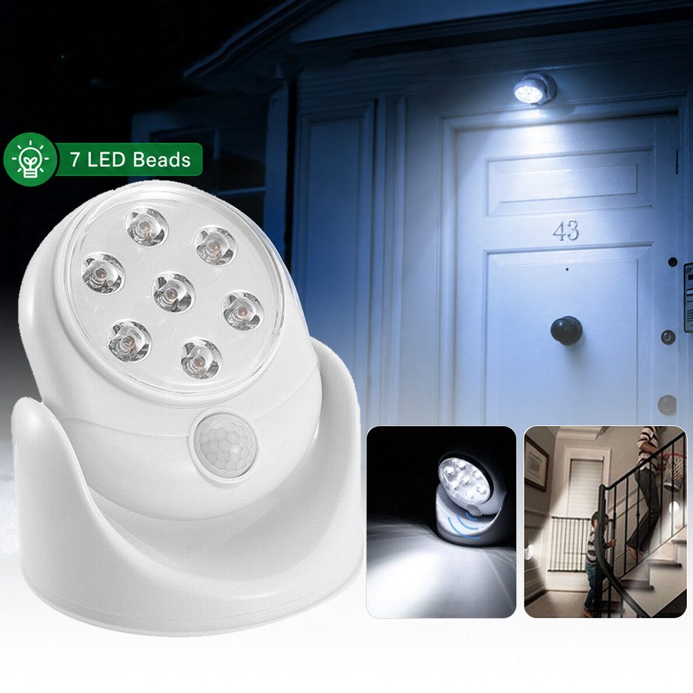 PRIISF LED Außen-Wandleuchte Bewegungsmelder Automatische Spot Strahler Flutlicht Wandstrahler, LED fest integriert, Kaltes Weiß, 360° Drehbar Nachtlicht Nachtleuchte Batteriebetrieben