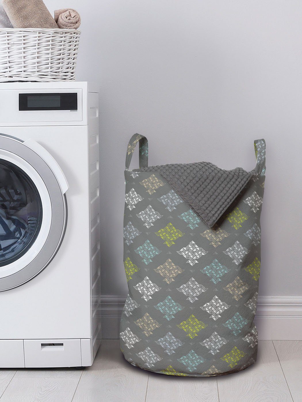 Griffen Kordelzugverschluss Abstrakt Triangles Wäschesäckchen Motiv Waschsalons, für Abakuhaus Wäschekorb mit Moderne