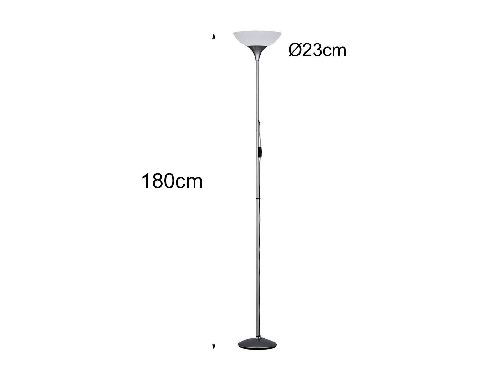 Reality Leuchten LED Deckenfluter, LED wechselbar, Warmweiß, große Stehlampe Designklassiker, Lampenschirm weiß für Ecke H: 180cm