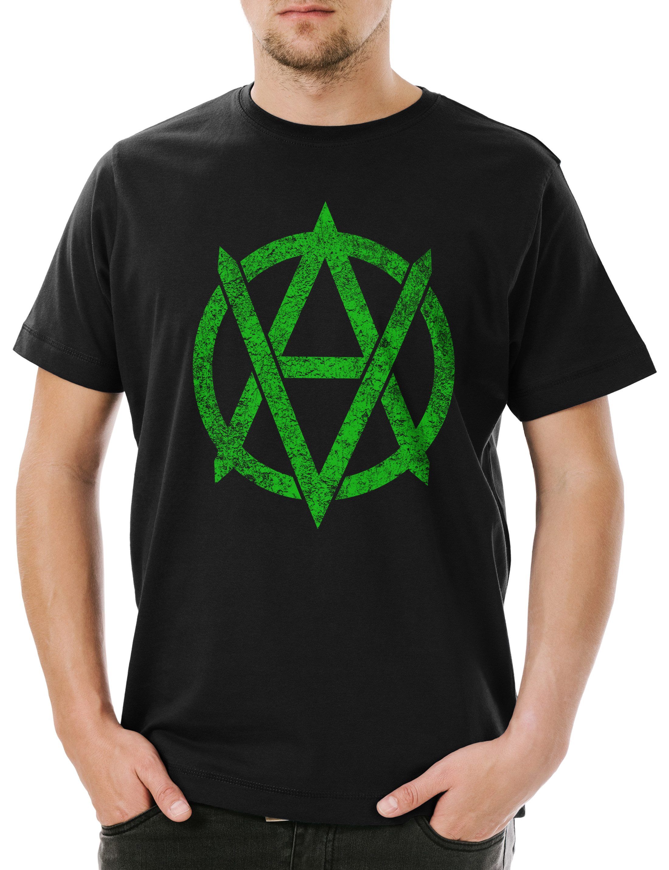 Urban Backwoods Print-Shirt Vegananarchism Symbol Herren T-Shirt OMG Veganismus Vegetables (1-tlg) Vegetarianism Vegetarian Vegetarisch Vegetarier