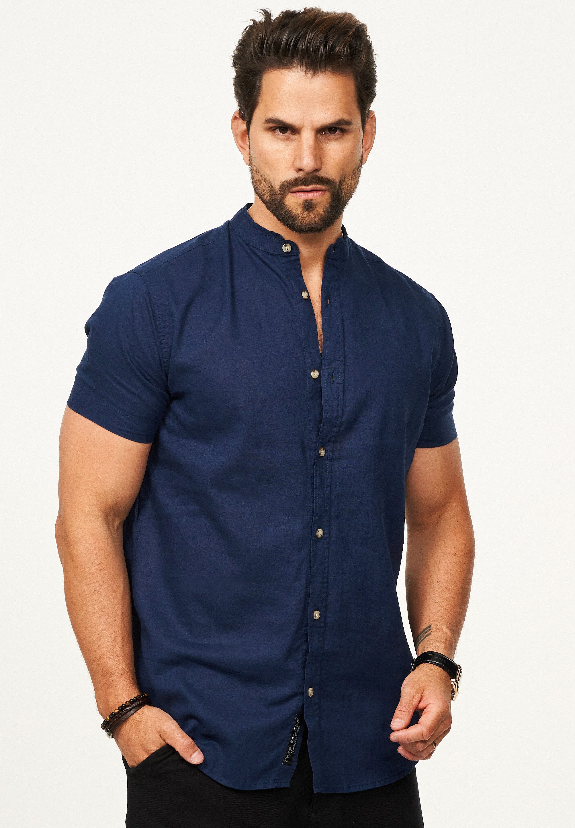 behype Kurzarmhemd als Sommerhemd aus Leinen im Regular-Fit Herren Leinenhe günstig online kaufen