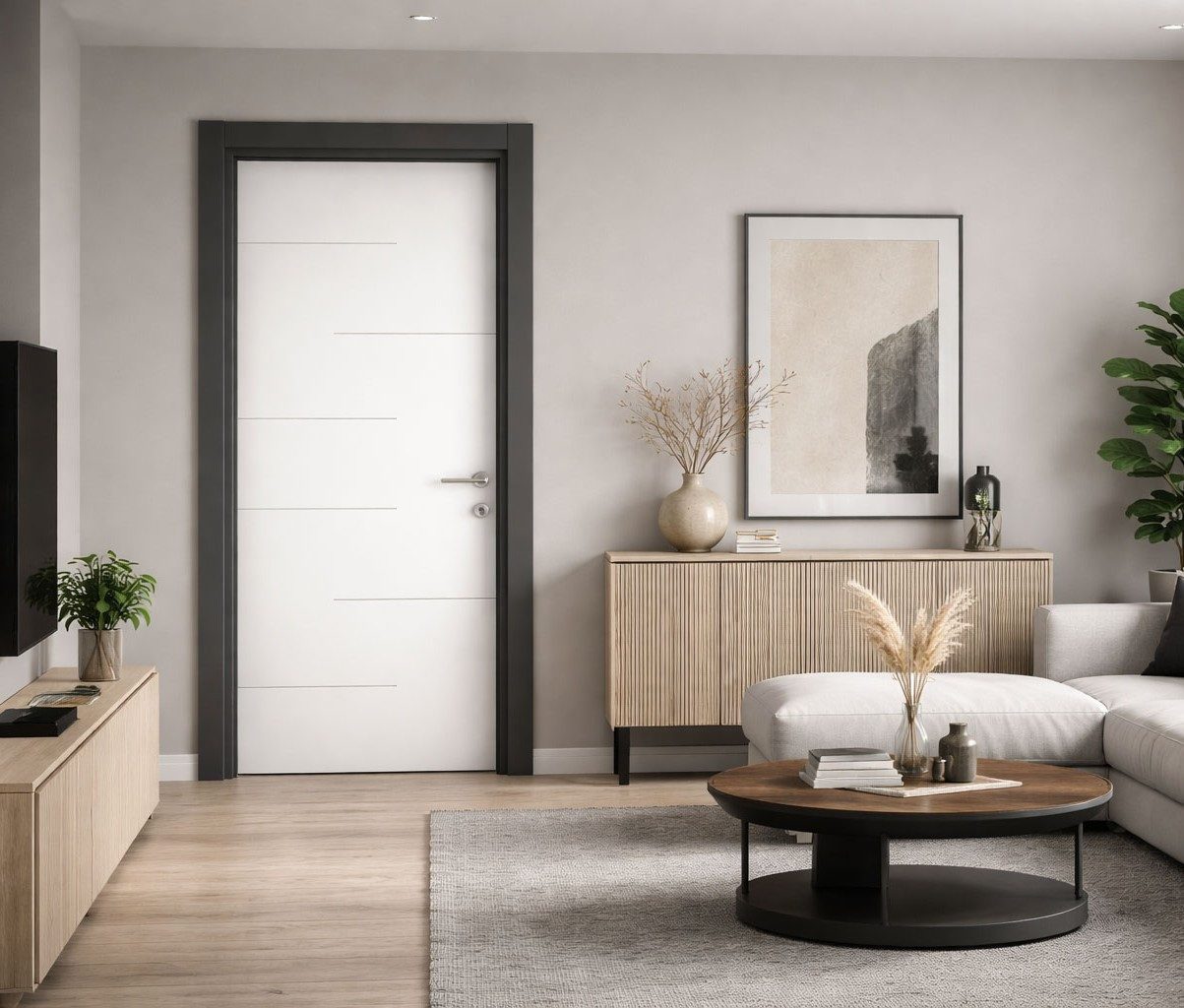 Xlmoebel Zimmertür Hochwertige weiße Melamin-Innentür im modernen Design, Made in Europa