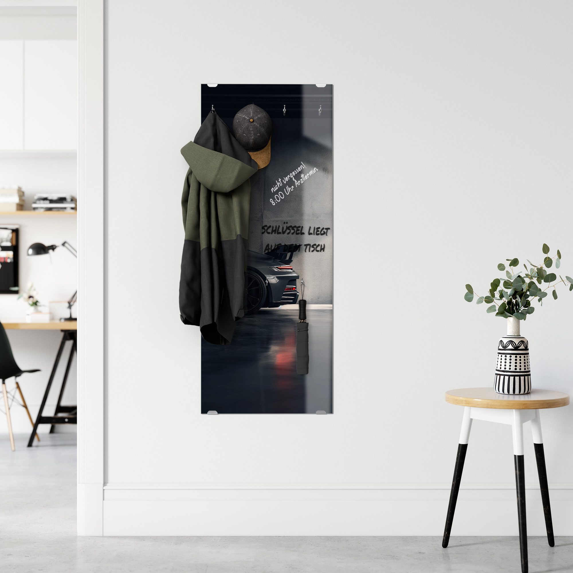 DEQORI Kleiderhaken 'Beton und Benzin', Glas Garderobe hängend Flur Jackenhalter modern Wandgarderobe Haken