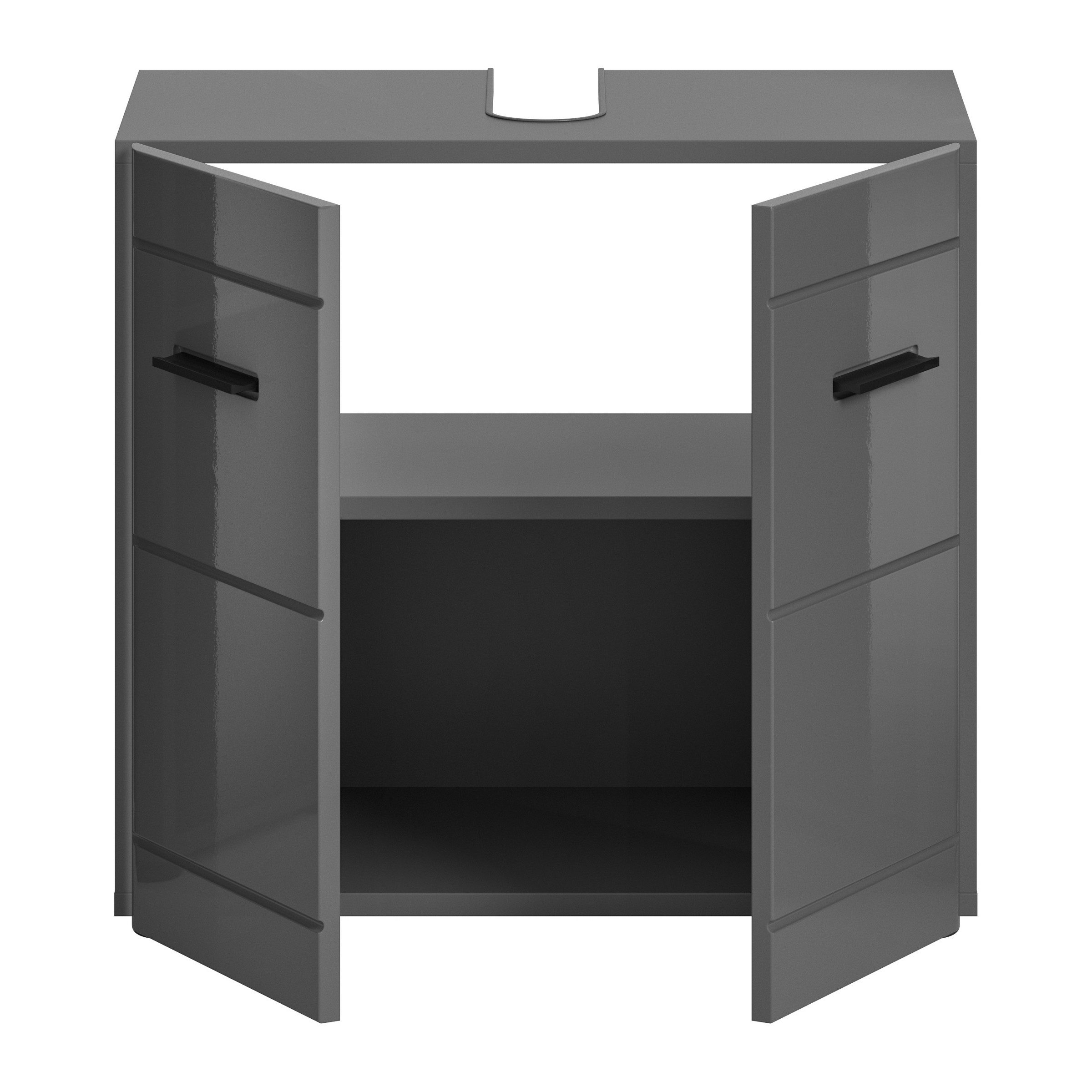 xonox.home Waschbeckenunterschrank in Grau Hochglanz - 60x56x34cm (BxHxT)