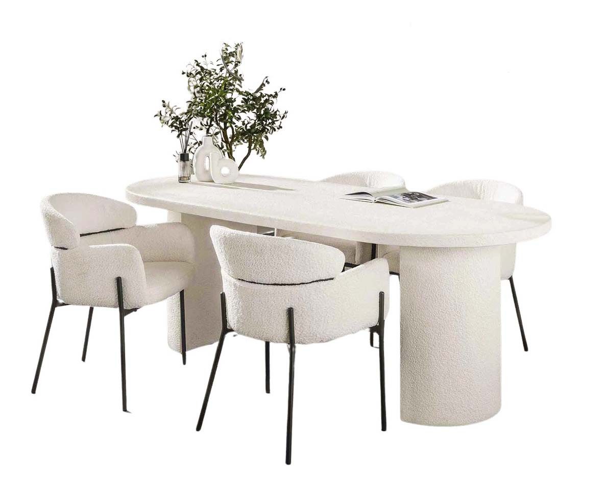 Maison ESTO Esstisch Esszimmertisch VALENTO 215 cm oval Creme Marmor-Komposit Steinoptik – Bild 3 von 5