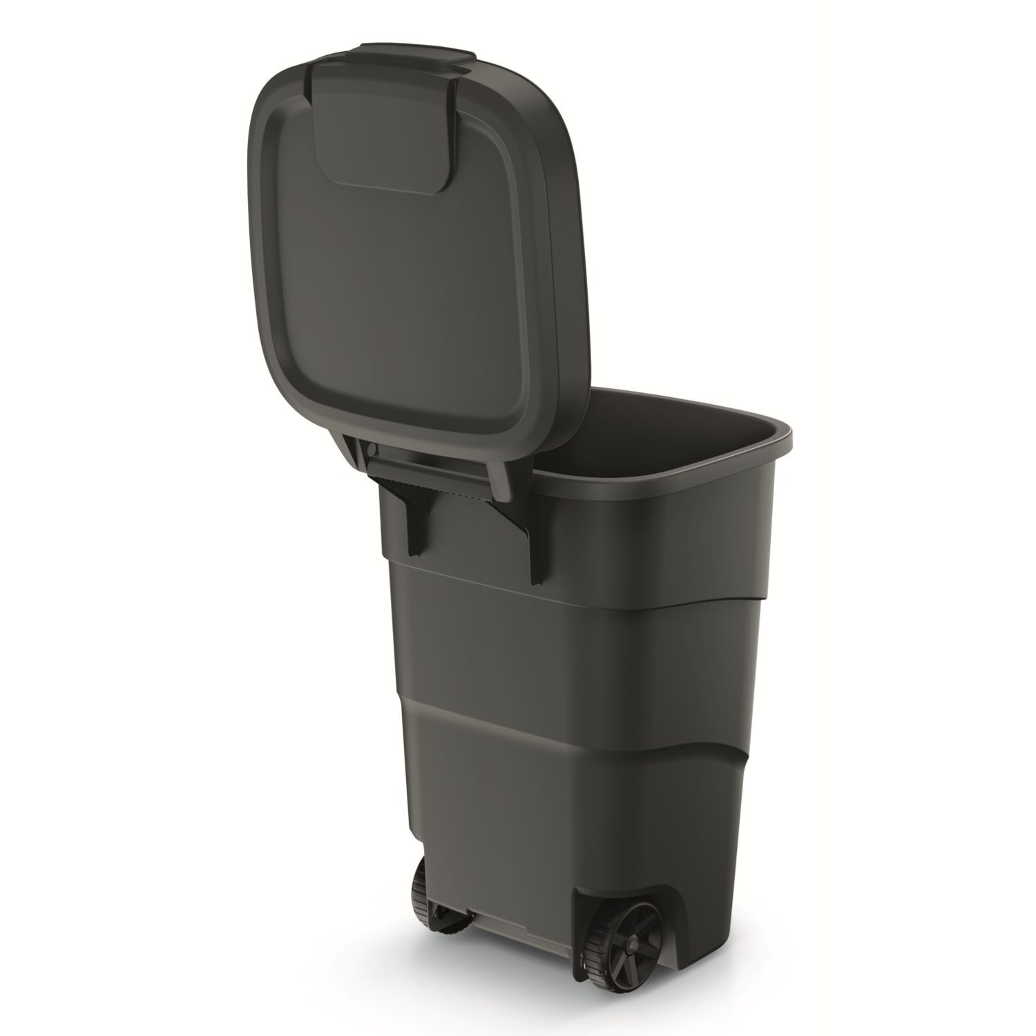 Prosperplast Müllbehälter 95L mit Mülleimer Wheeler, Schwarz Rädern