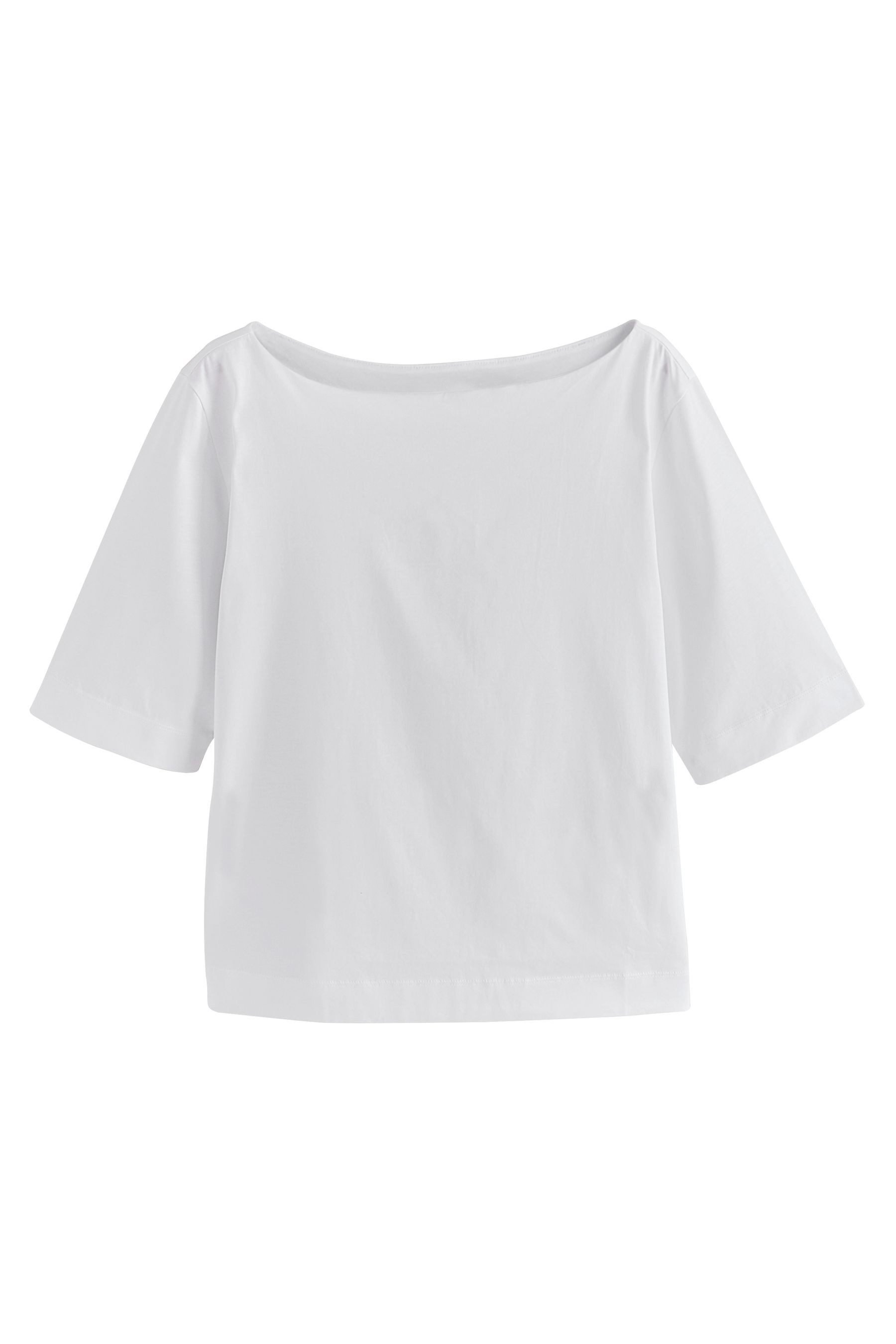 T-Shirt Kurzärmeliges Supima-T-Shirt mit U-Boot-Ausschnitt