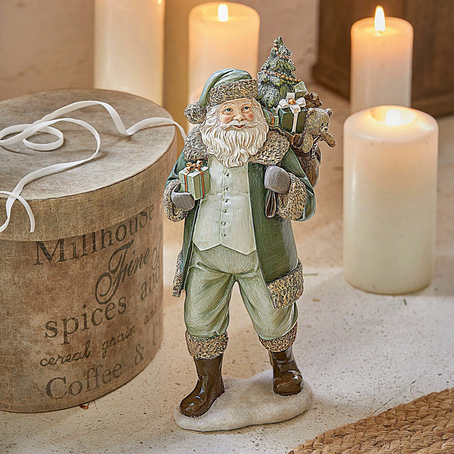 Mirabeau Weihnachtsfigur Deko-Weihnachtsmann Douilly grün (kein Set, kein S günstig online kaufen