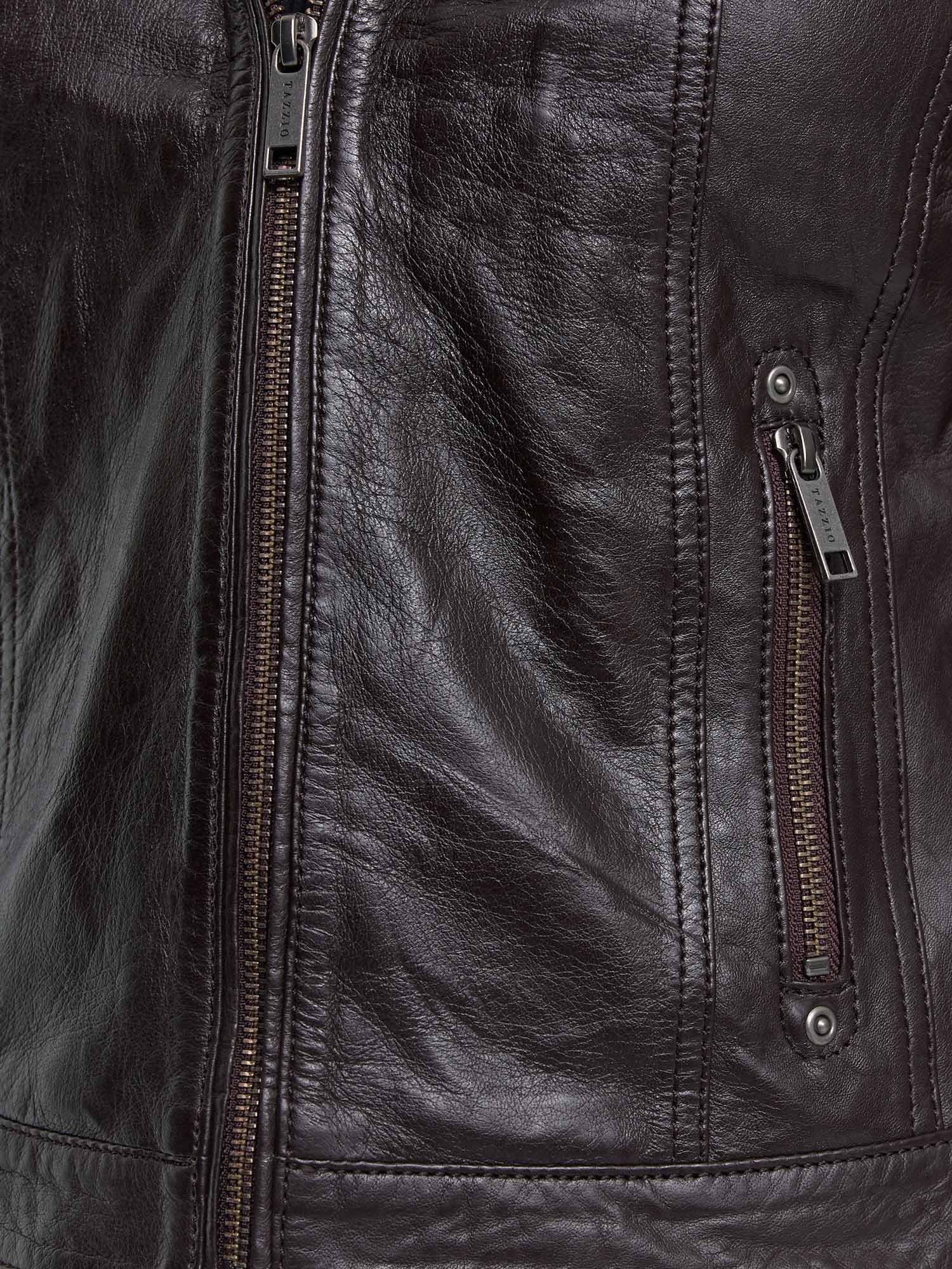 Tazzio Lederjacke F503 Damen Leder Jacke im Biker Look mit abnehmbarer Kapuze