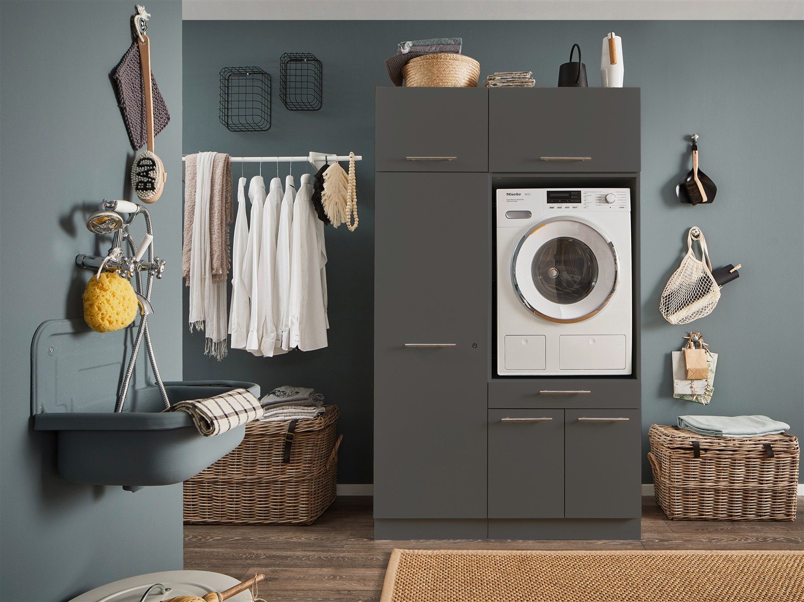 freiraum Waschmaschinenumbauschrank LAUNDREEZY in anthrazit - 117,5x200x67,5 (BxHxT)