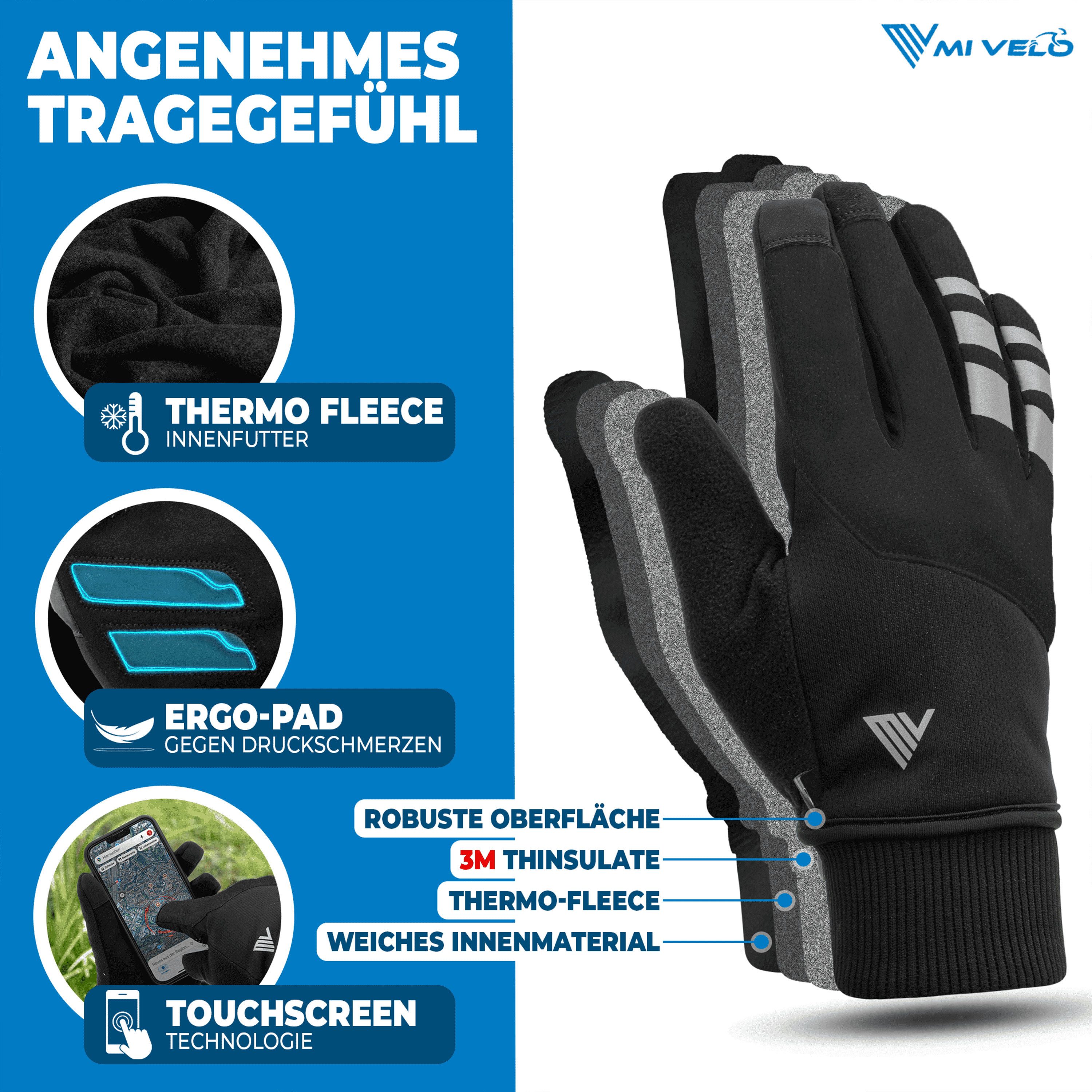 MIVELO Fahrradhandschuhe warme Winterhandschuhe Handschuhe Winter mit Thermo-Fleece wasserfest 3M-Thinsulate