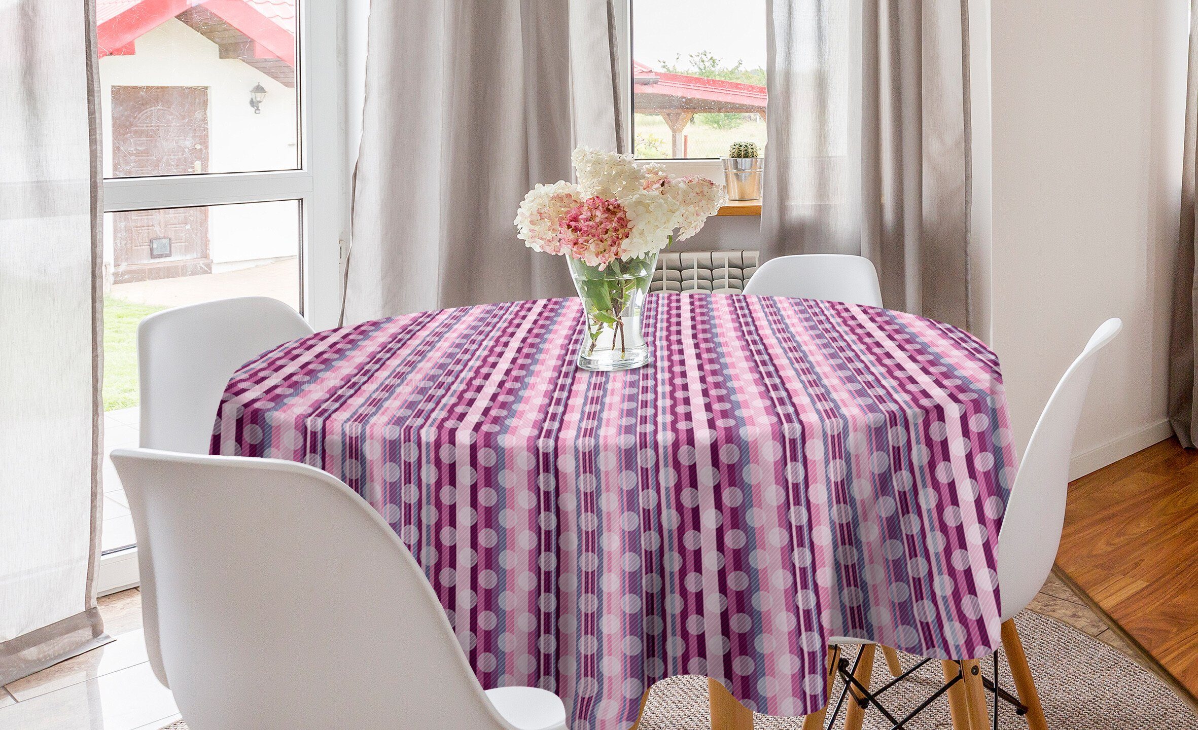 Tischdecke Dekoration, Runde Rosa Linie Kreis Abdeckung Abakuhaus Küche Esszimmer Tischdecke Zusammenfassung für