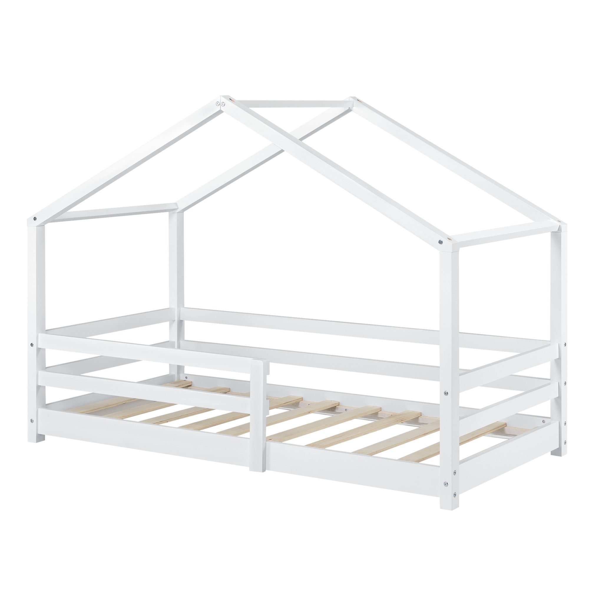 en.casa Hausbett, »Knätten« in Haus-Optik mit Rausfallschutz 70x140 cm Weiß