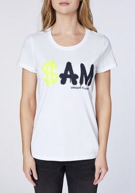 Uncle Sam Print-Shirt im auffälligen Label-und Dollar-Design
