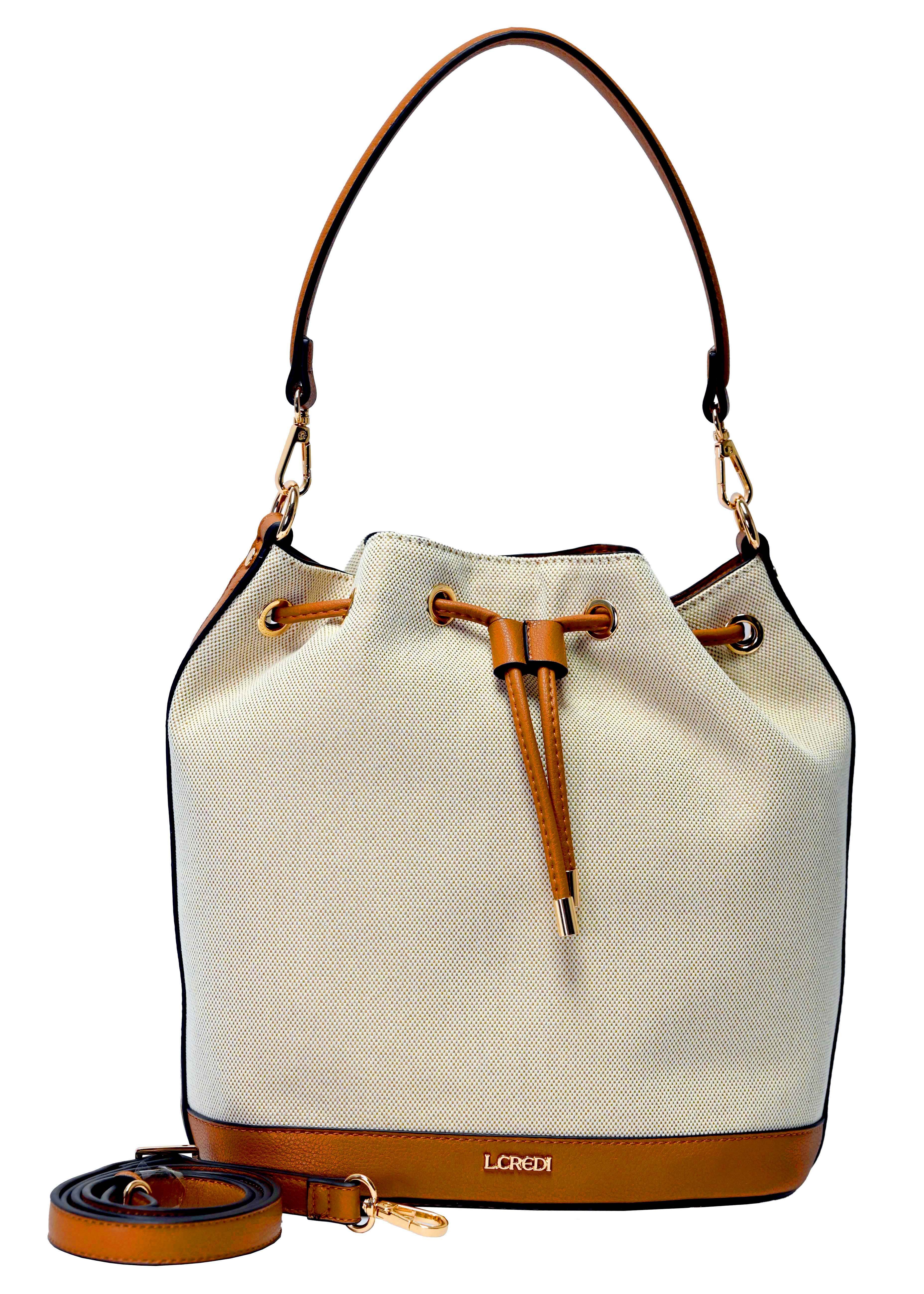 L. CREDI Hobo L.CREDI-Damen-Beuteltasche-REA beige-mix (1-tlg), mit geräumigem Hauptfach