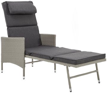 KONIFERA Gartenliege Mailand, Set, 5 St., 2x Liege, 1x Tisch 42x42x48, Stahl /Polyrattan, inkl. Auflagen