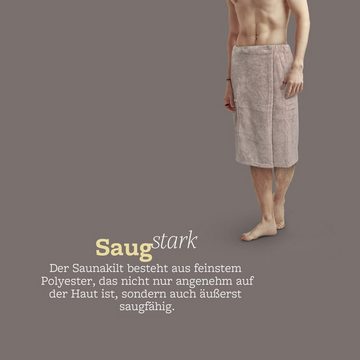 Bestlivings Saunatuch Herren 60x145cm, Sauna Kilt "Flauschig" Saunahandtuch mit Gummizug und Knopfverschluss