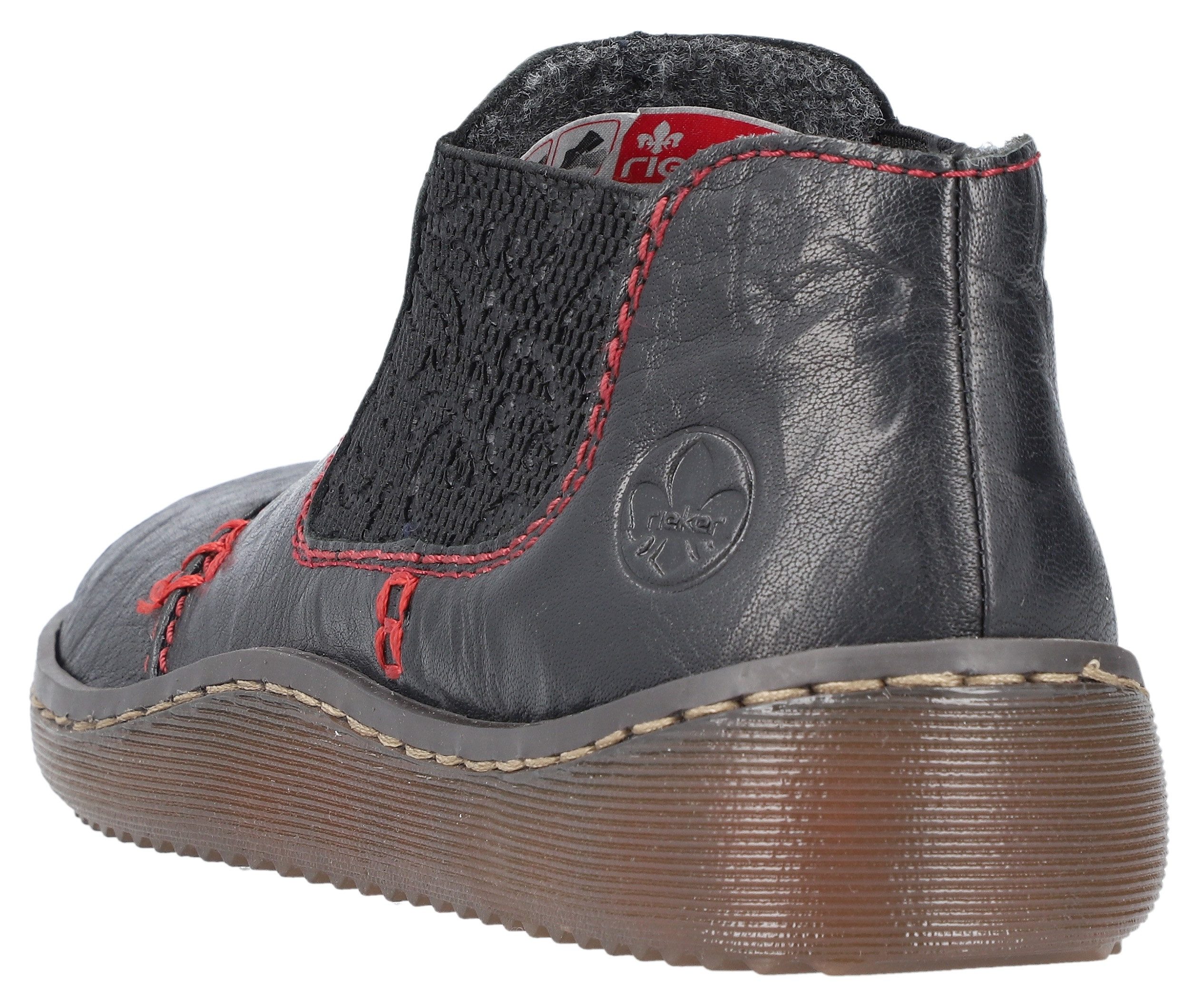 Rieker Chelseaboots, Stiefelette, Boots, Schlupfschuh mit gemustertem Stretcheinsatz