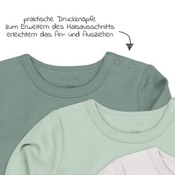 LaLoona Body Grün - Gr. 74/80 Baby Body Langarm 3er Pack Langarmbody Bodies mit Knöpfen - Baumwolle