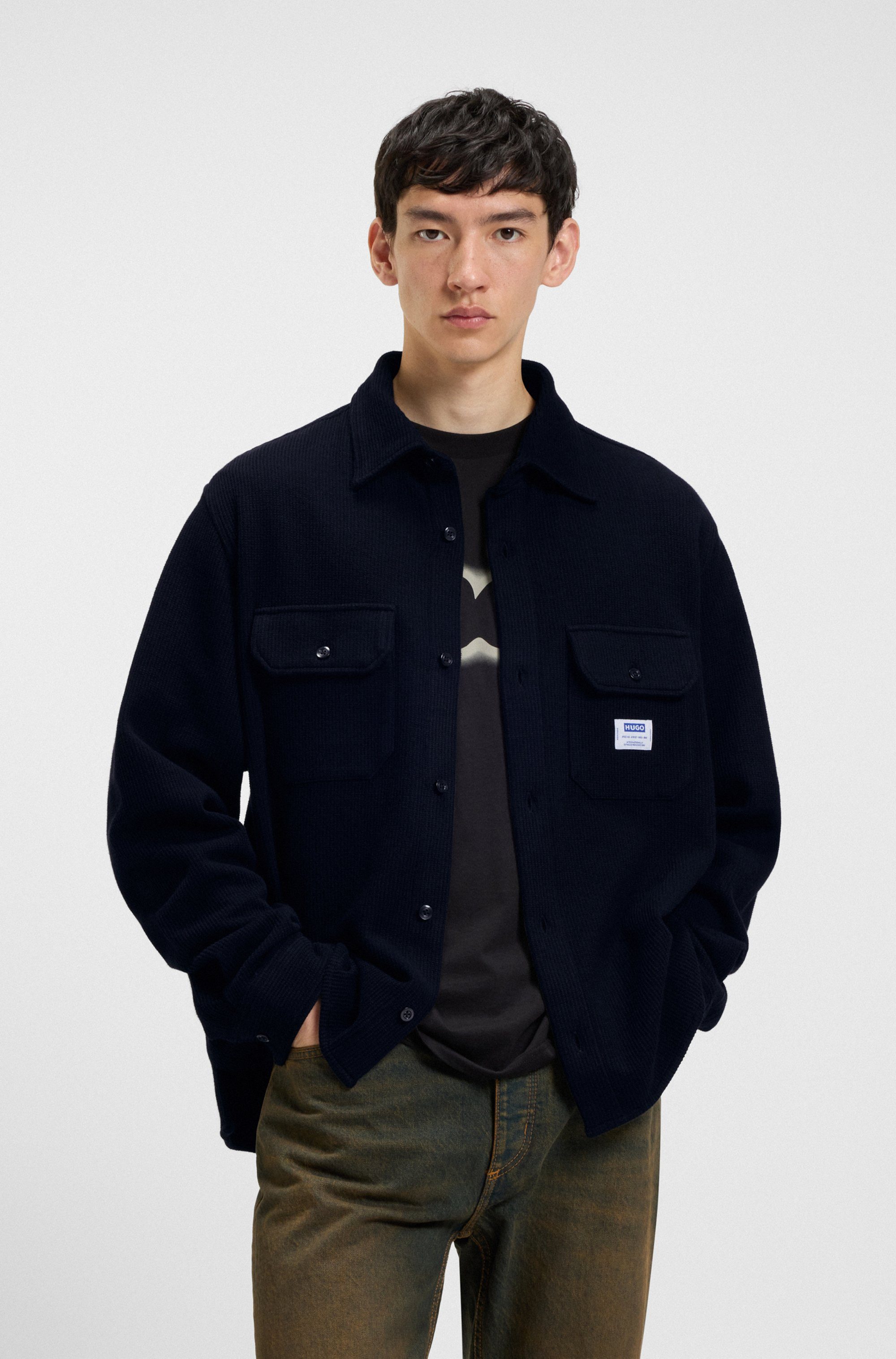 HUGO Blue Langarmhemd Ekynone Oversize Fit günstig online kaufen