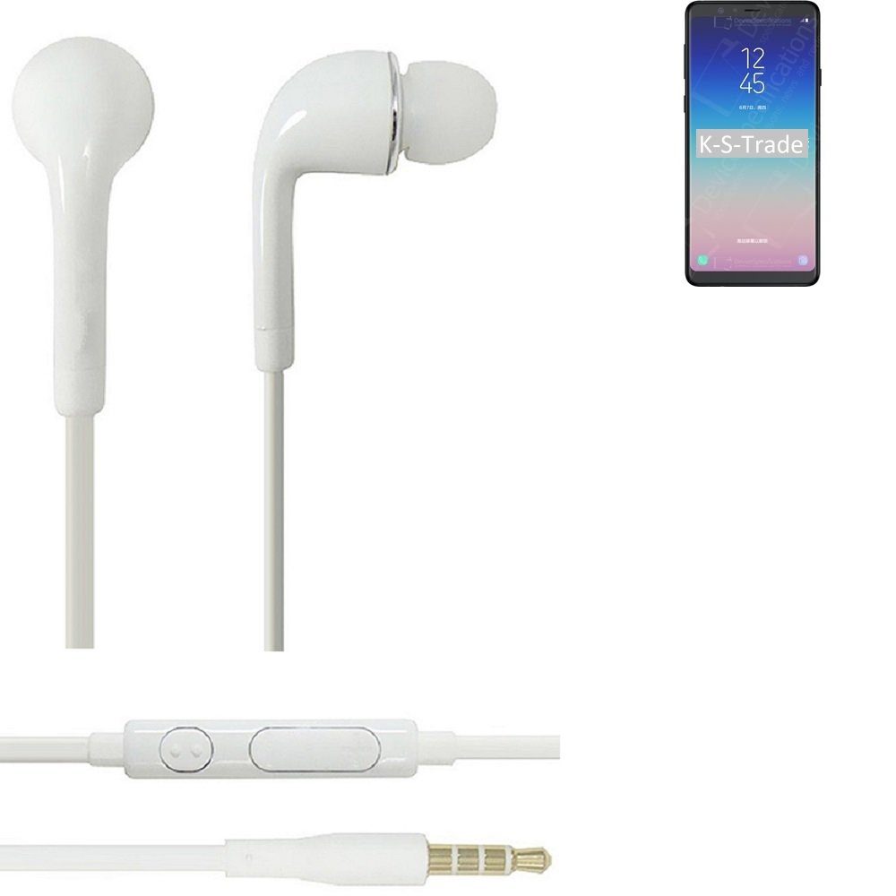 für A9 Galaxy (Kopfhörer Star K-S-Trade mit 3,5mm) In-Ear-Kopfhörer Mikrofon weiß u Lautstärkeregler Samsung Headset